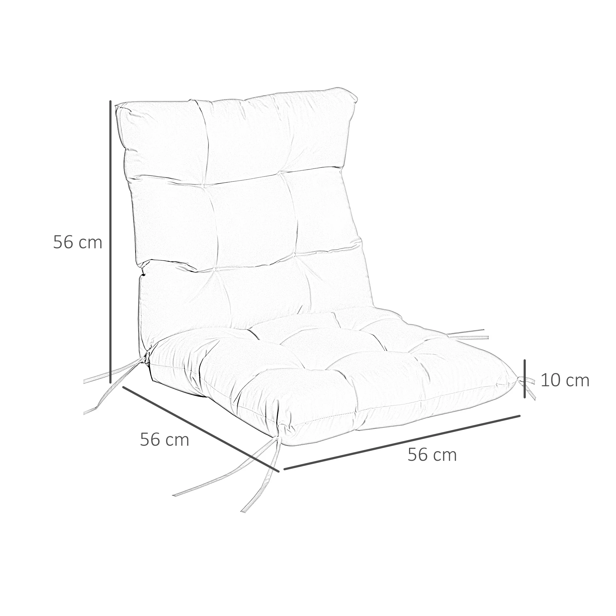 Garden Back Chair Cushion, Thick Patio Seat Cushion Pad with Backrest, Light Grey - Image 5