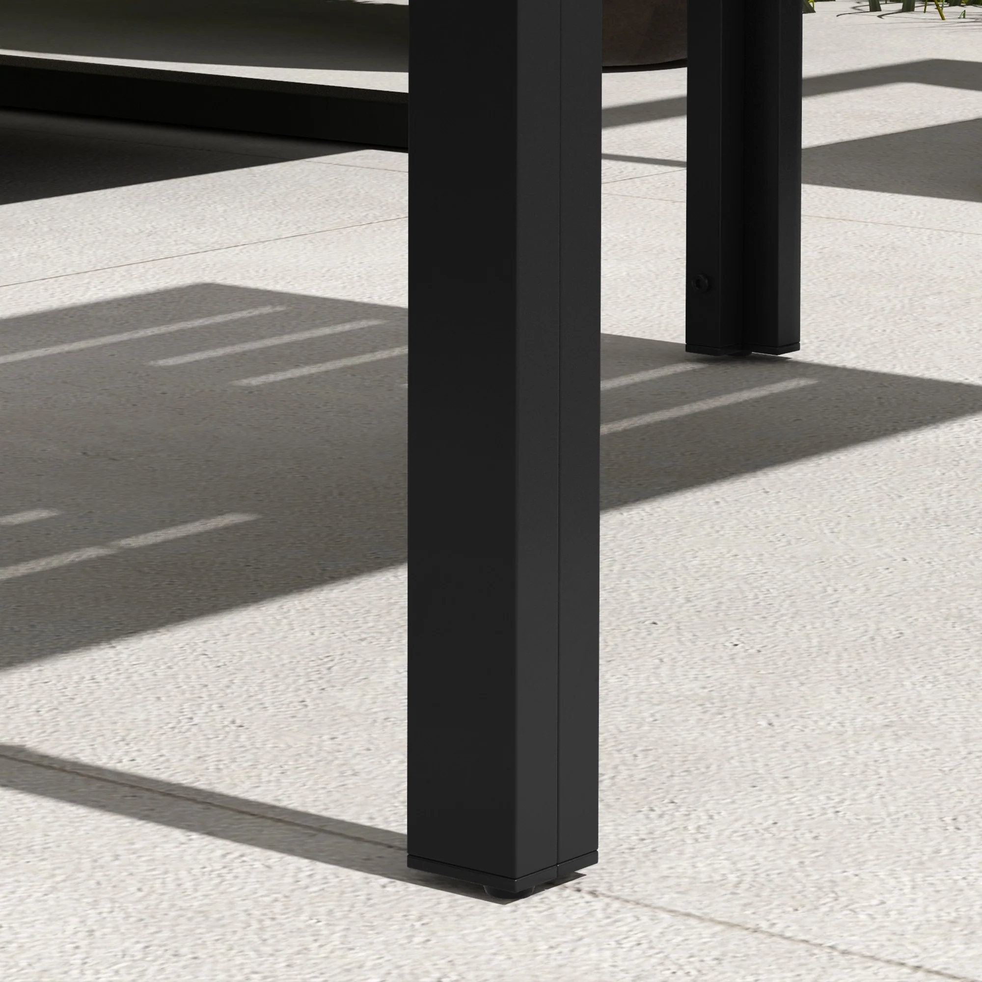 Rectangular Patio Side Table with Steel Frame and Slat Tabletop, 101.5 x 61cm, Black - Image 11