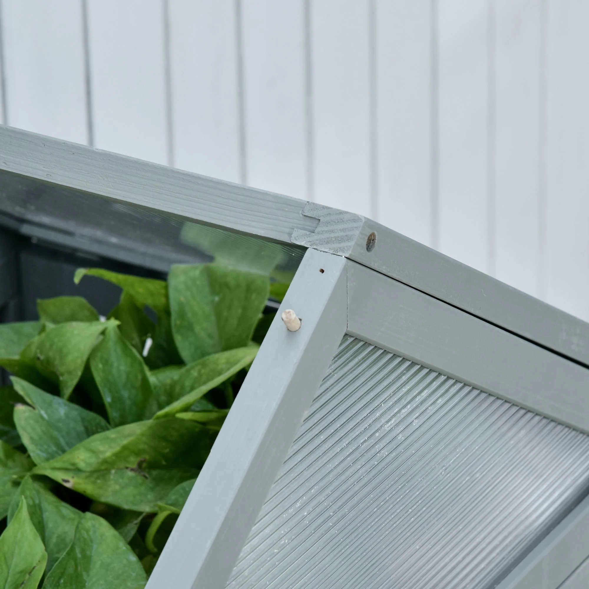 Garden Cold Frame Greenhouse with Adjustable Shelf, Double Doors & Openable Top, Grey - Image 10