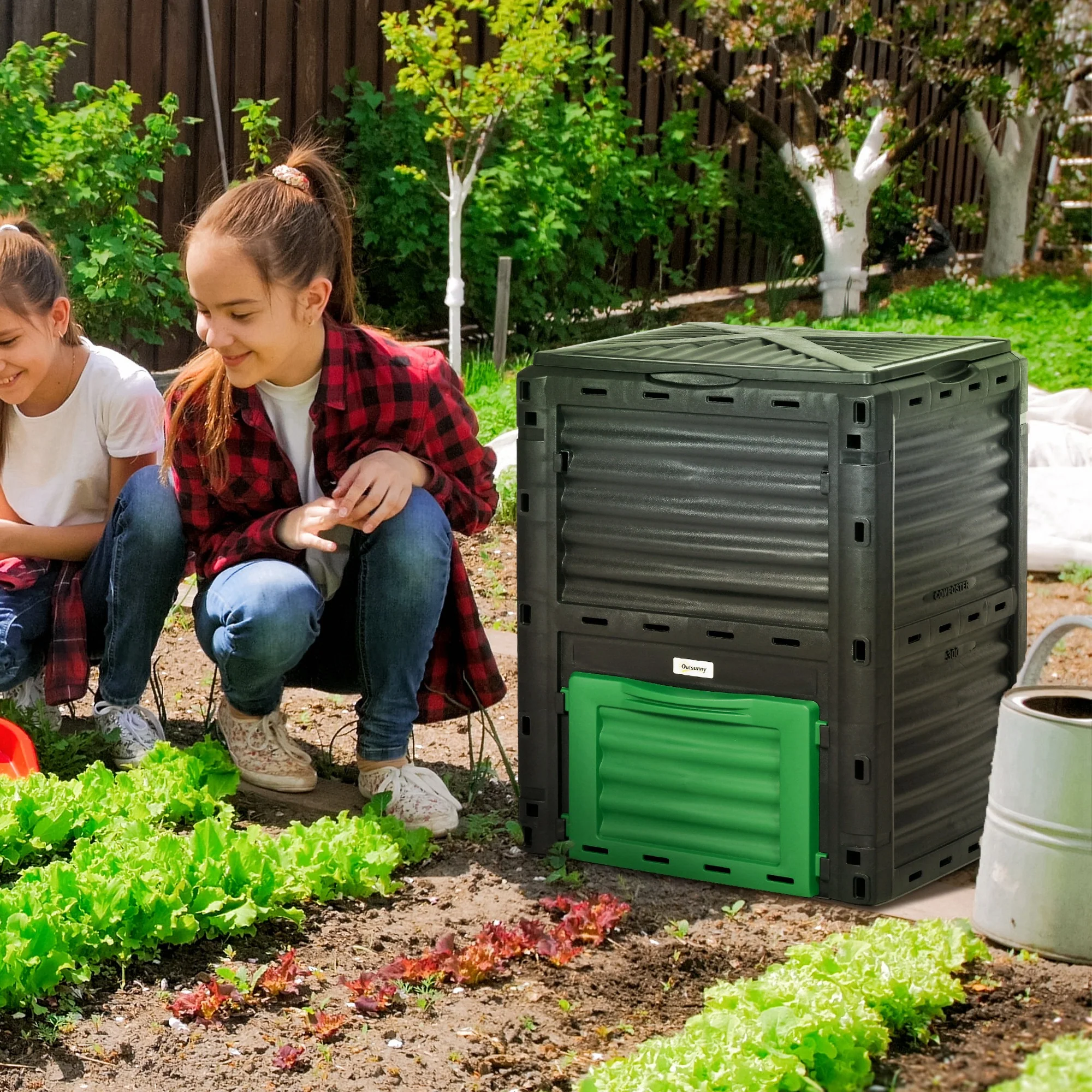 80 Gallon Outdoor Compost Bin for Fast Soil Creation, Green - Image 3
