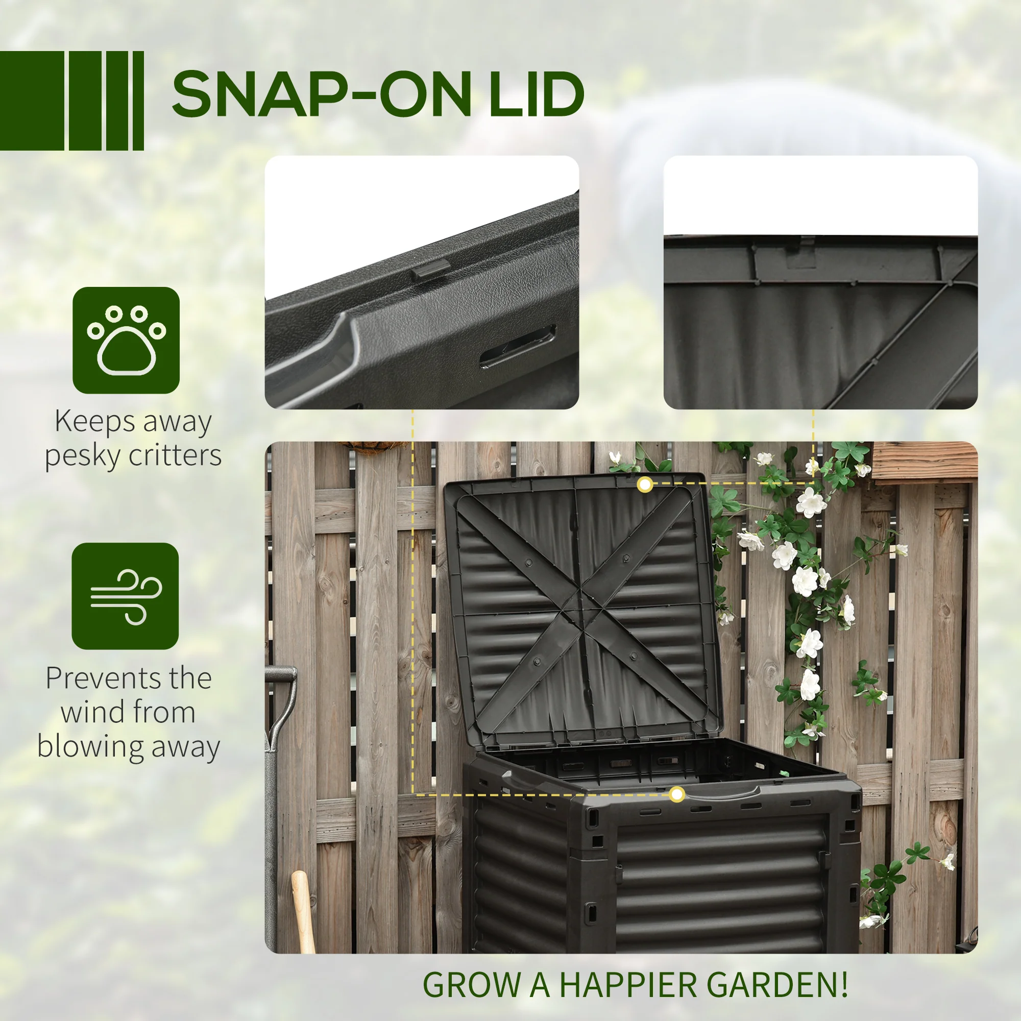 80 Gallon Outdoor Compost Bin for Fast Soil Creation, Green - Image 8