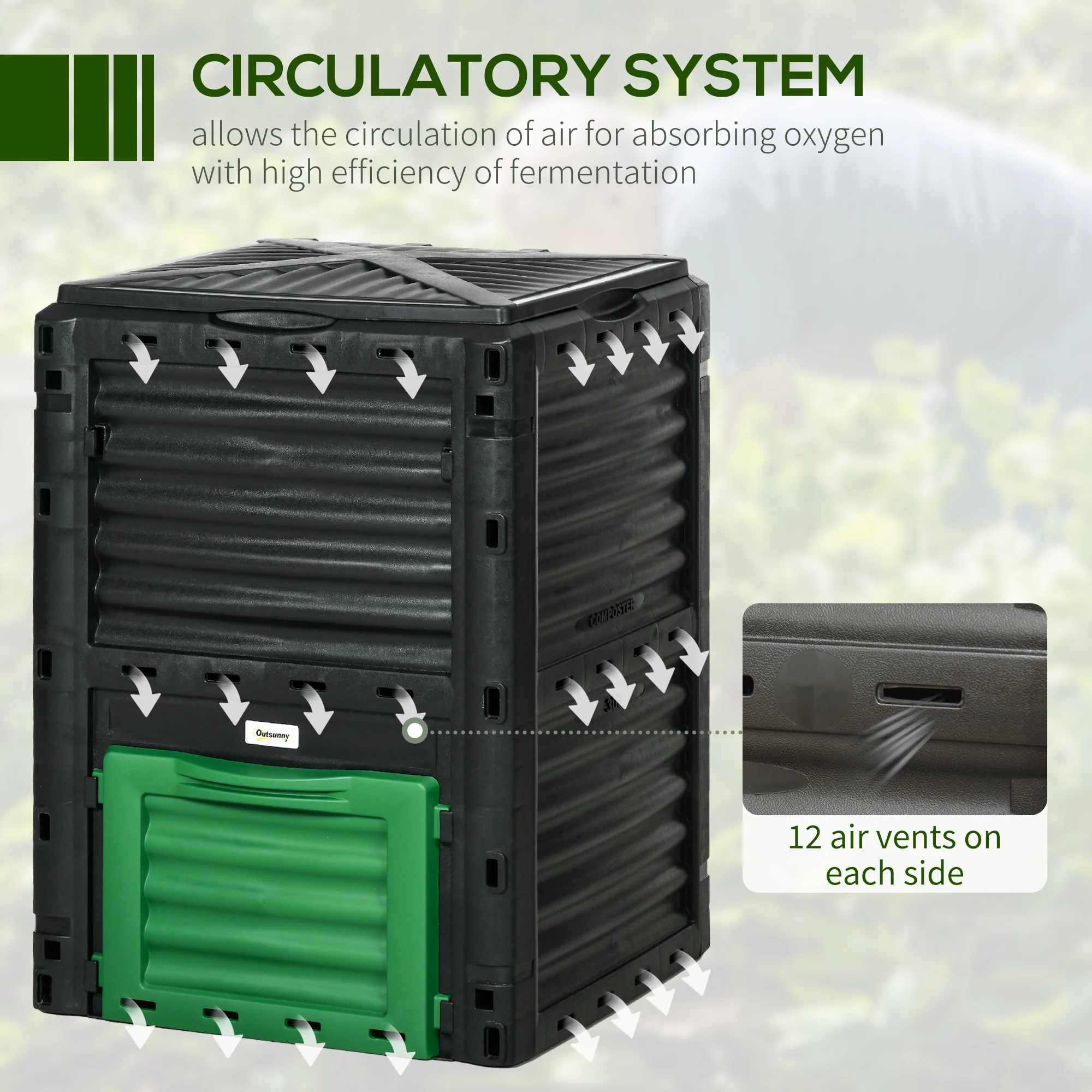 80 Gallon Outdoor Compost Bin for Fast Soil Creation, Green - Image 9