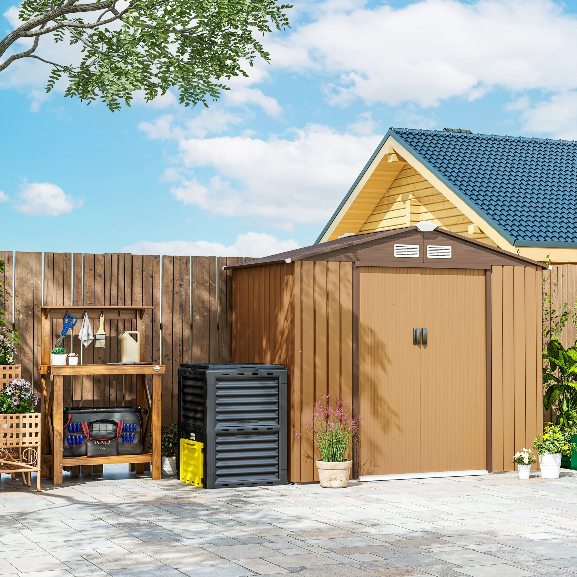80 Gallon Outdoor Compost Bin for Fast Soil Creation, Yellow - Image 11