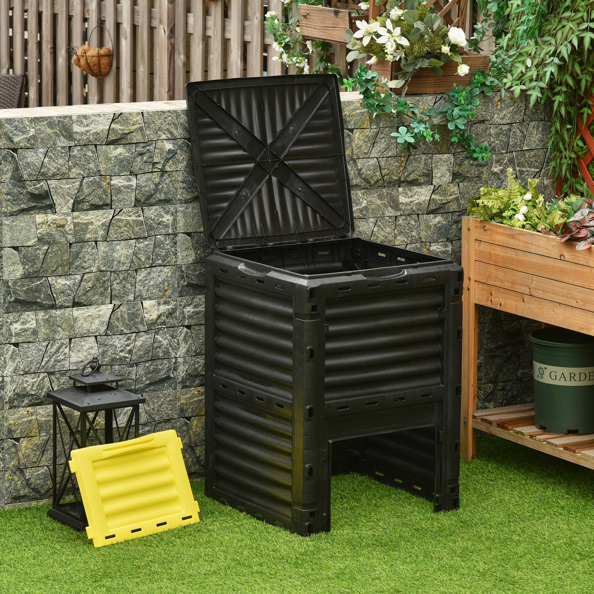 80 Gallon Outdoor Compost Bin for Fast Soil Creation, Yellow - Image 3
