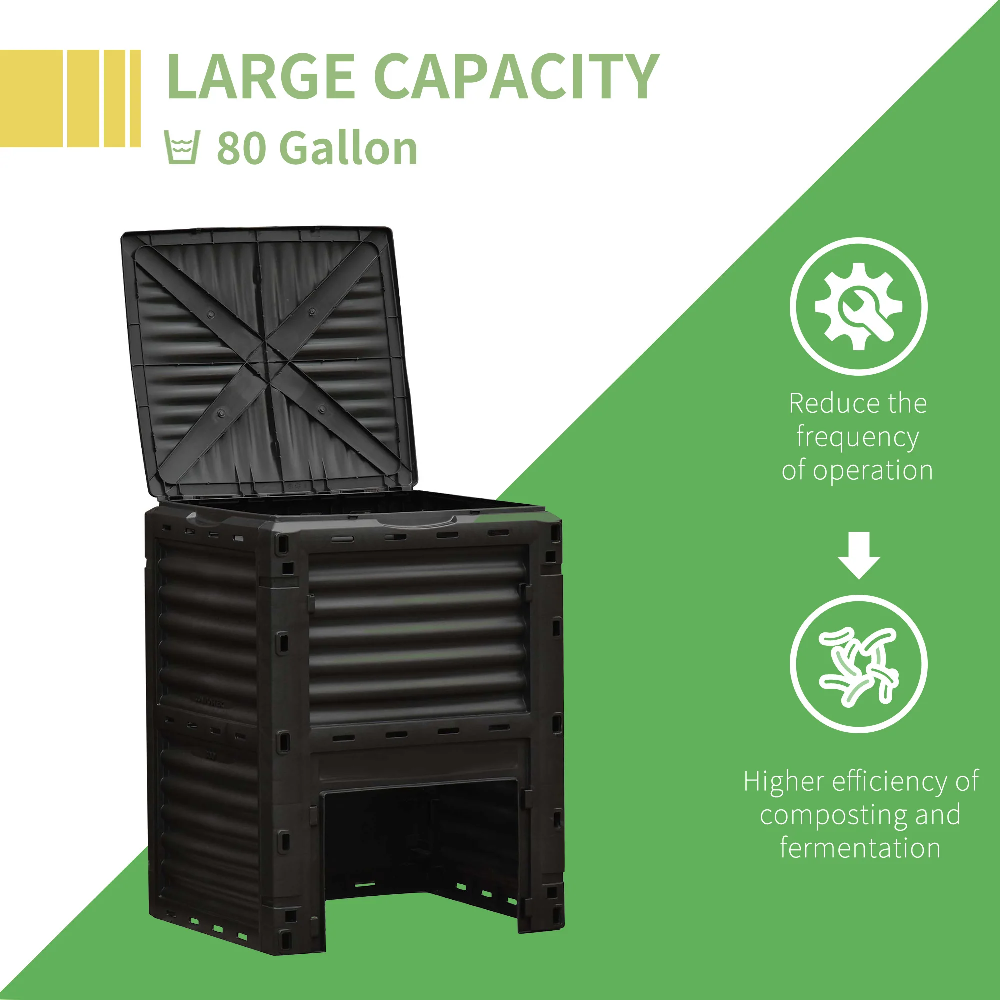 80 Gallon Outdoor Compost Bin for Fast Soil Creation, Yellow - Image 7
