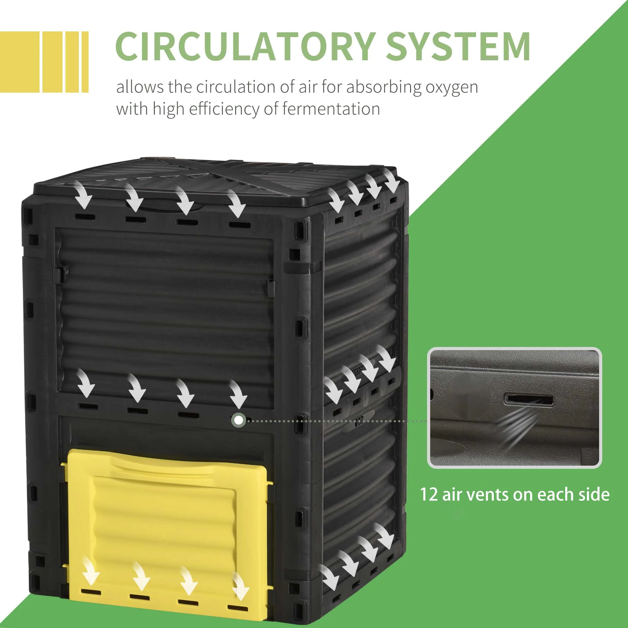 80 Gallon Outdoor Compost Bin for Fast Soil Creation, Yellow - Image 8