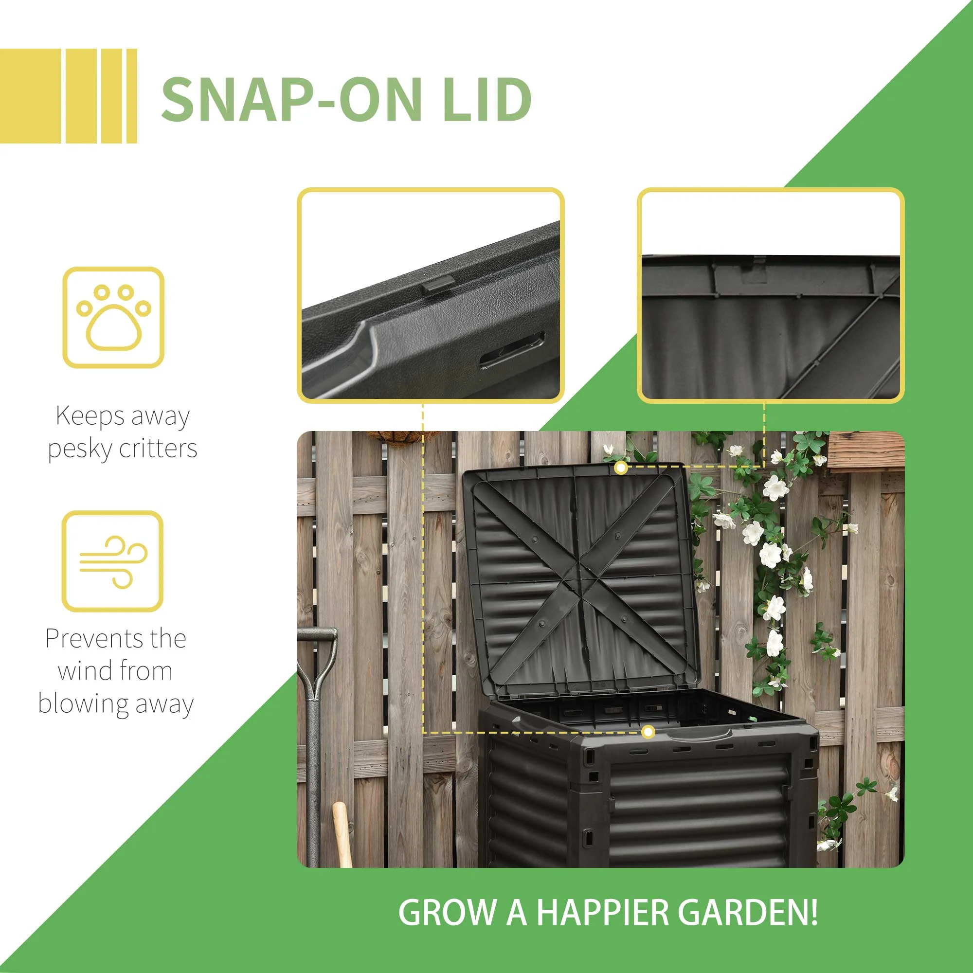 80 Gallon Outdoor Compost Bin for Fast Soil Creation, Yellow - Image 9