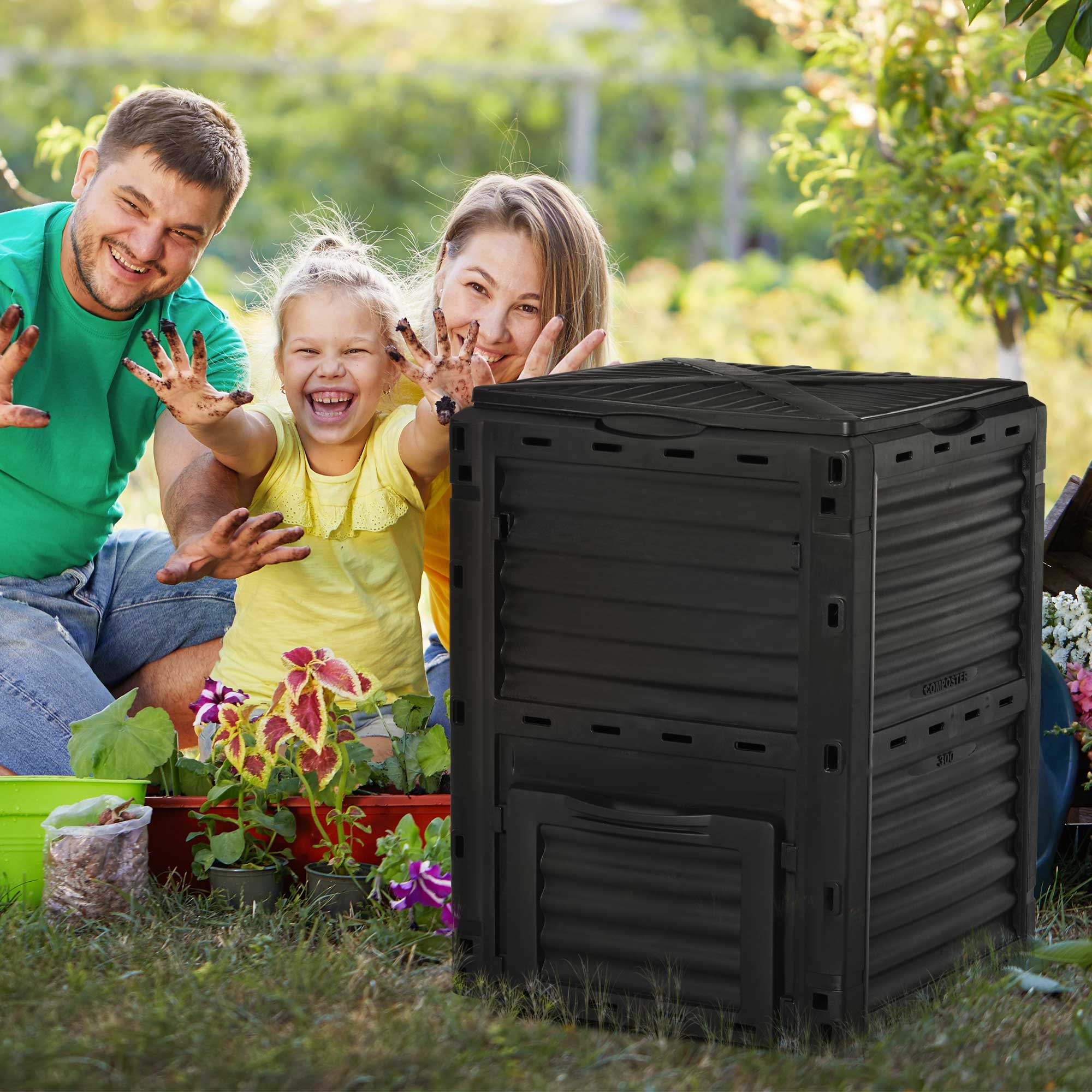 80 Gallon Outdoor Compost Bin for Fast Soil Creation, Black - Image 3