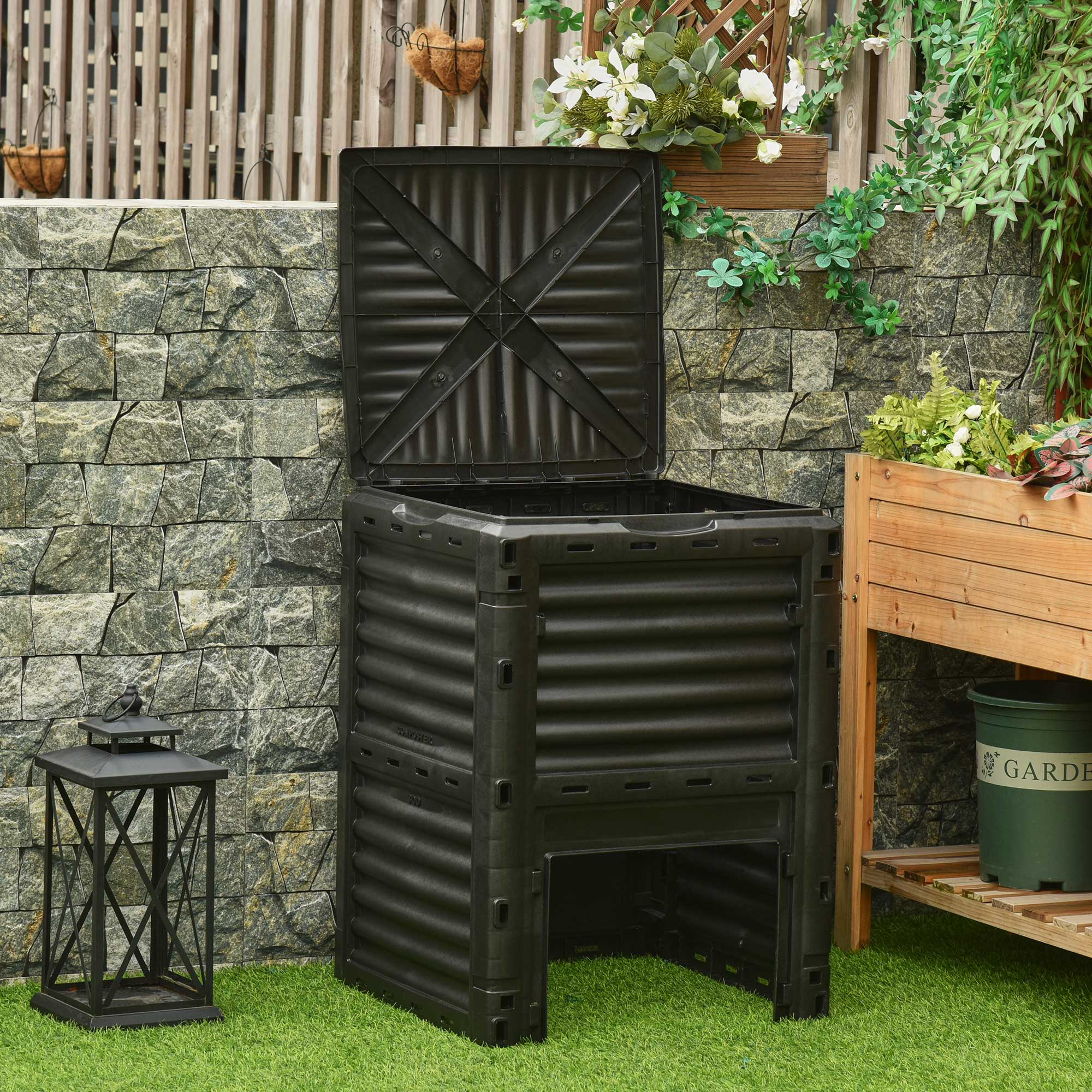 80 Gallon Outdoor Compost Bin for Fast Soil Creation, Black - Image 4