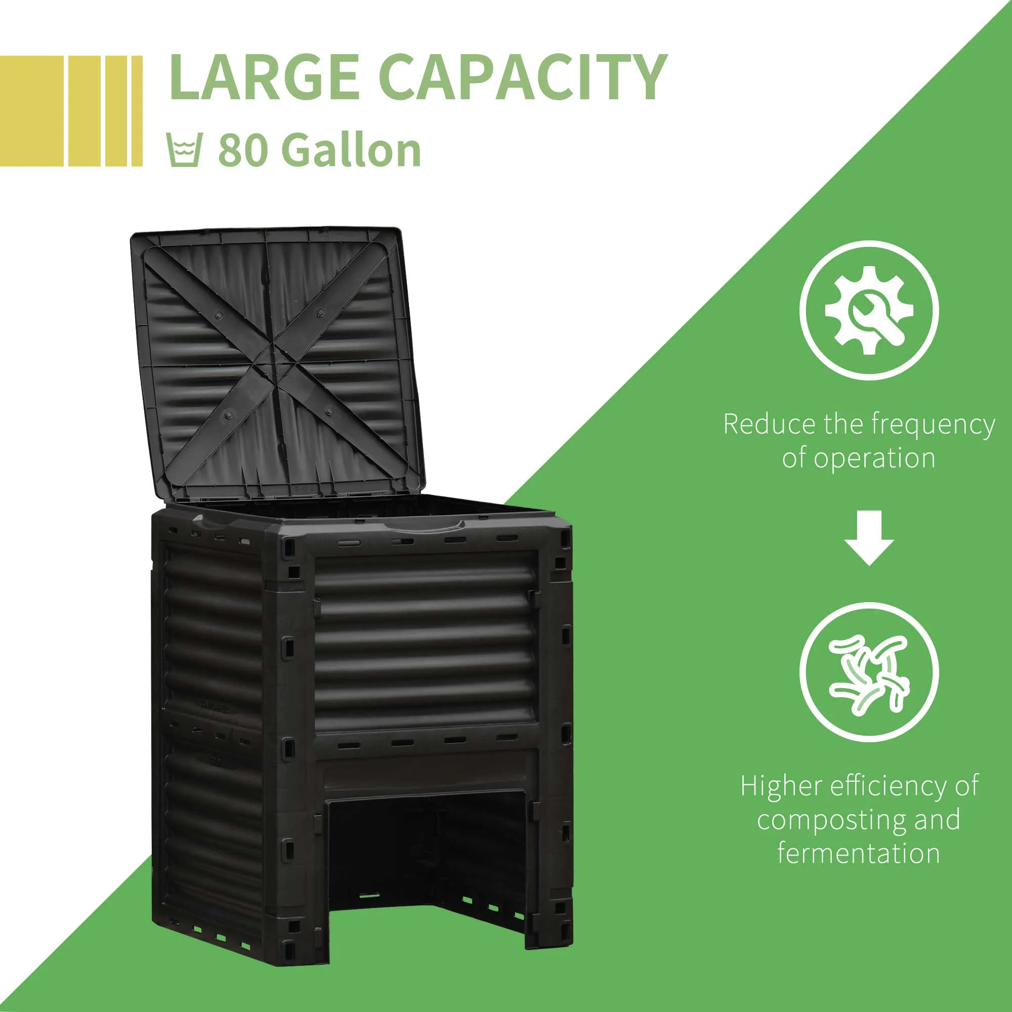 80 Gallon Outdoor Compost Bin for Fast Soil Creation, Black - Image 7