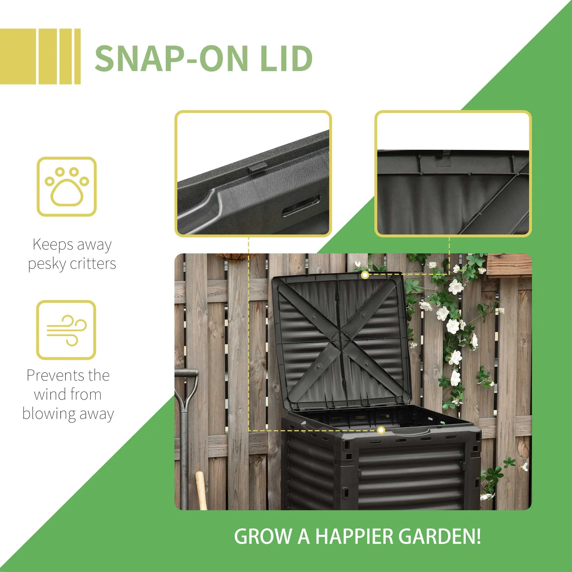 80 Gallon Outdoor Compost Bin for Fast Soil Creation, Black - Image 8