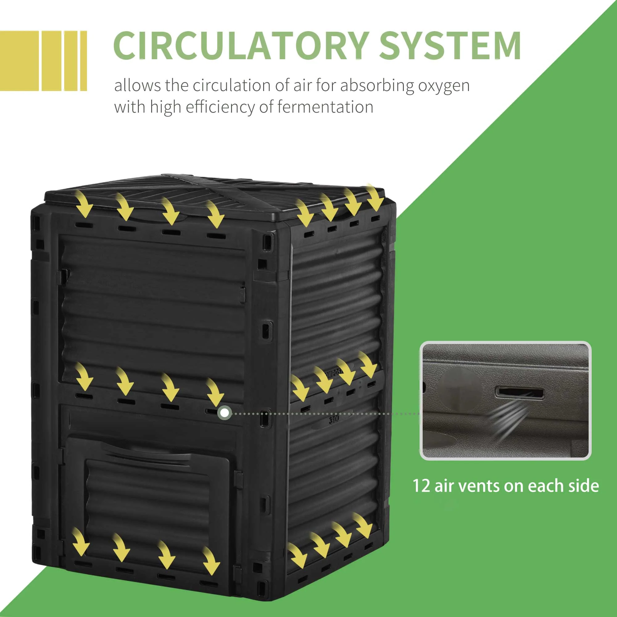 80 Gallon Outdoor Compost Bin for Fast Soil Creation, Black - Image 9