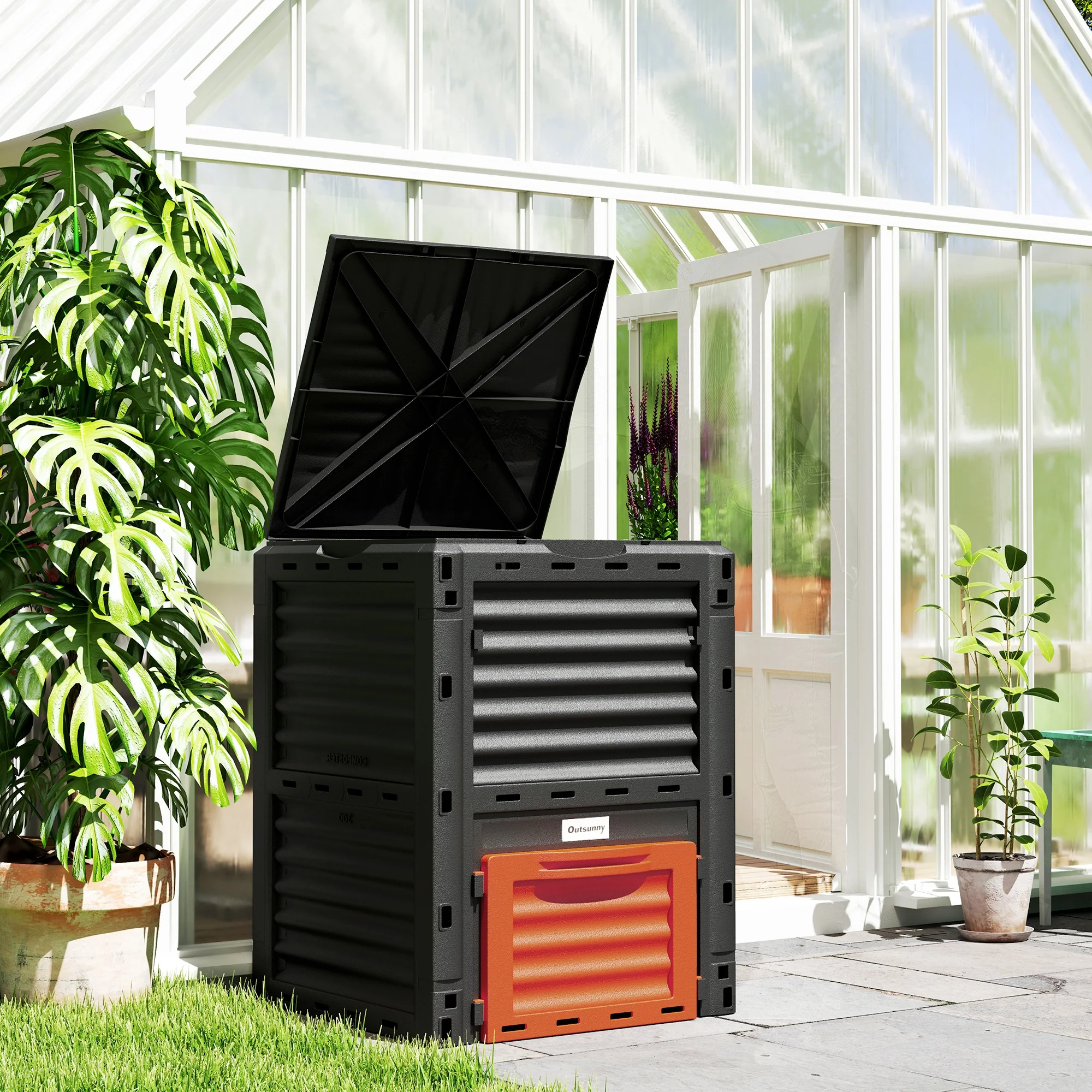 80 Gallon Outdoor Compost Bin for Fast Soil Creation, Orange - Image 3
