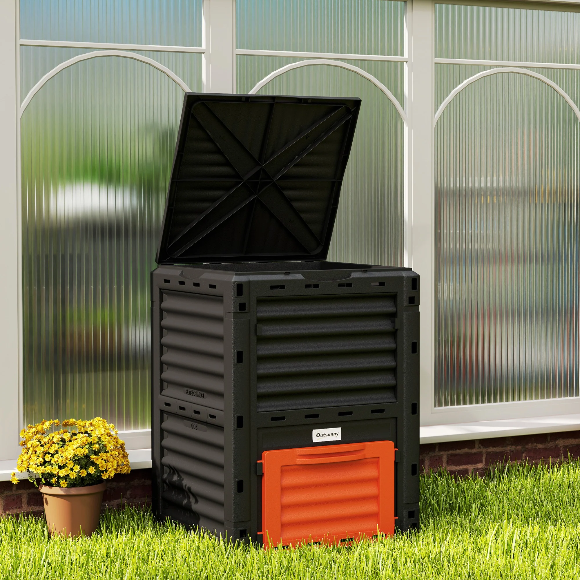 80 Gallon Outdoor Compost Bin for Fast Soil Creation, Orange - Image 4