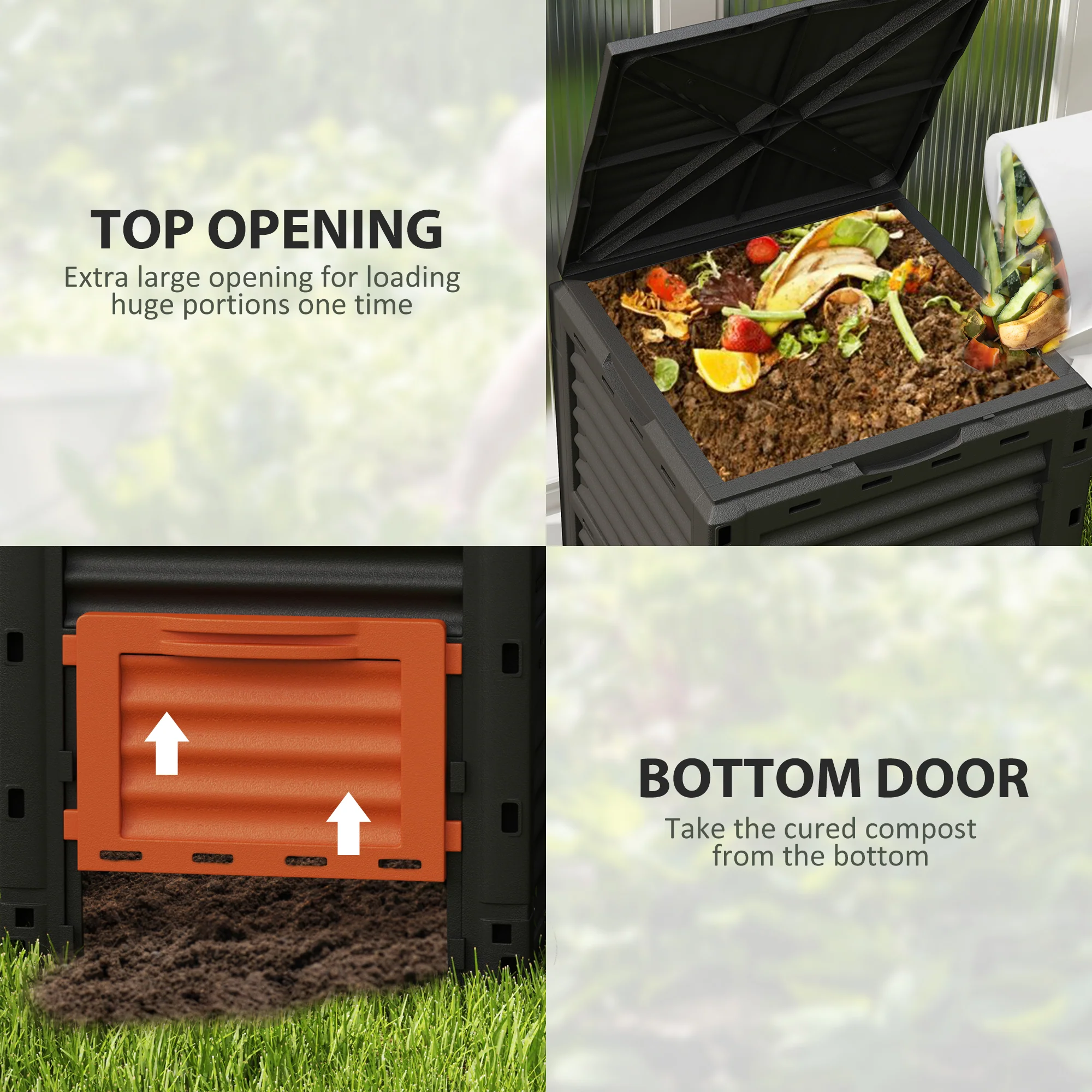 80 Gallon Outdoor Compost Bin for Fast Soil Creation, Orange - Image 6