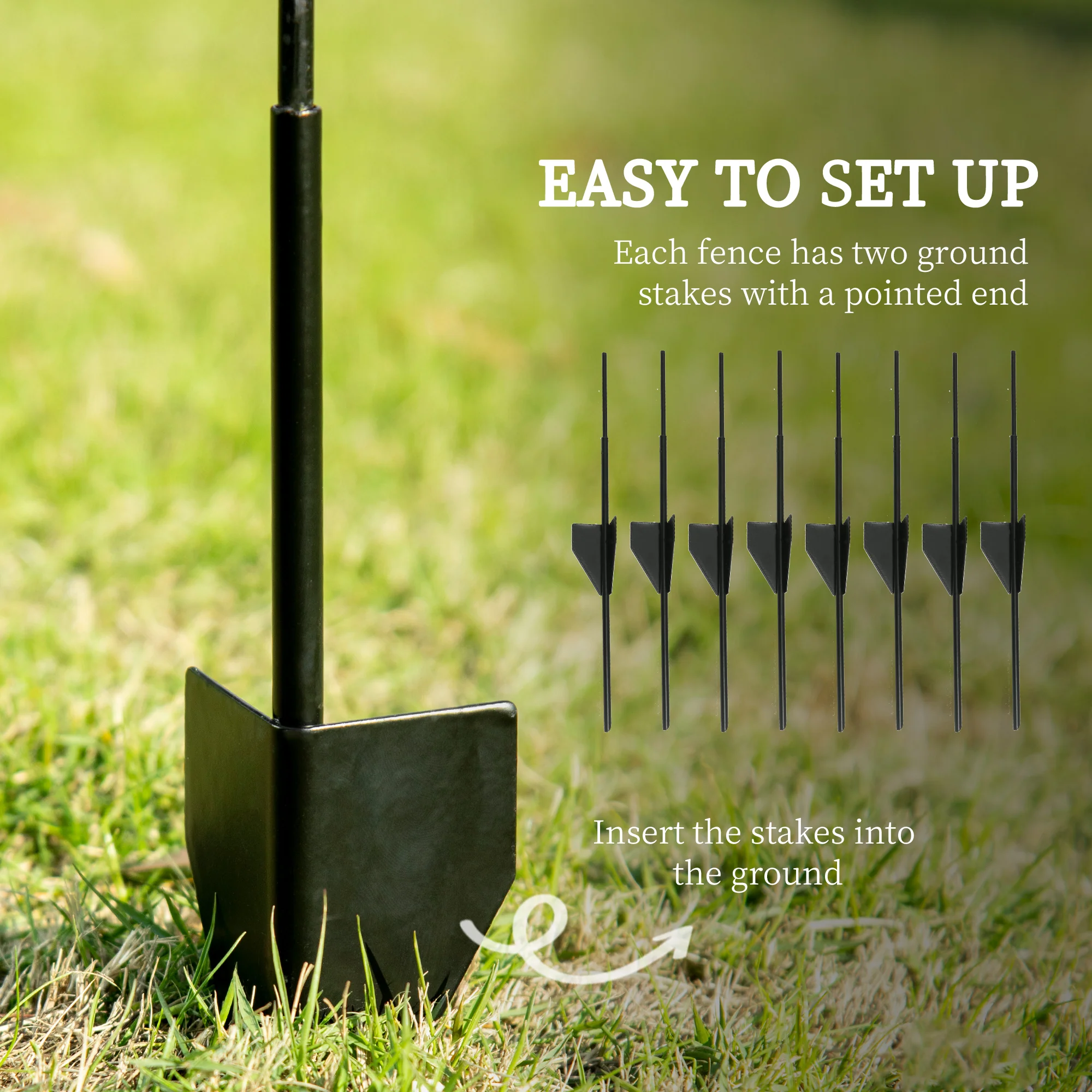 4 Pack Metal Fence Panels, 11.5' Animal Barrier & Border Flower Edging, Square Vines - Image 6
