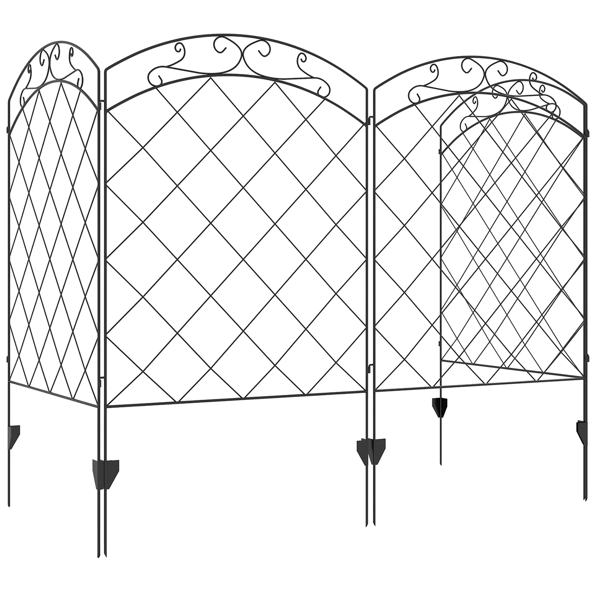 4 Pack Steel Fence Panels, 11.4' L x 43" H, Border Flower Edging for Yard, Swirl Vines - Image 2