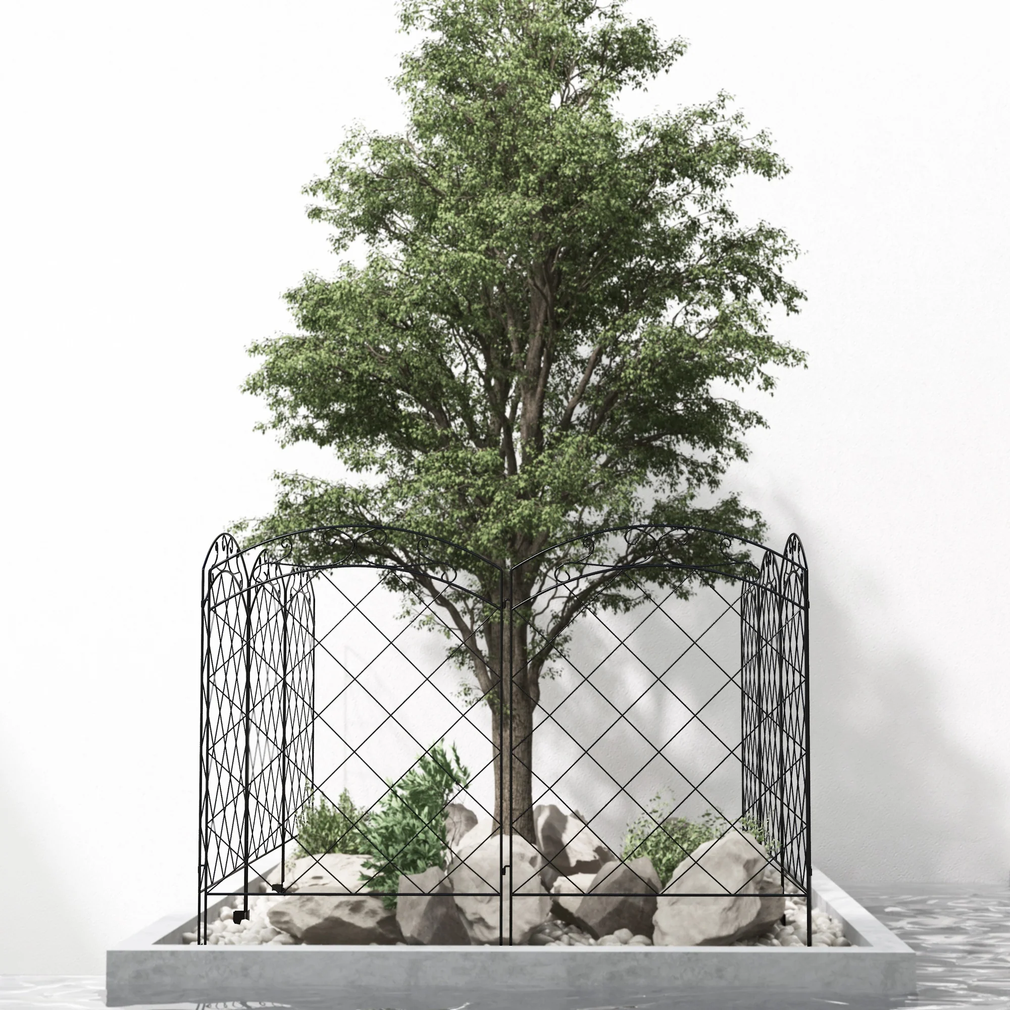 4 Pack Steel Fence Panels, 11.4' L x 43" H, Border Flower Edging for Yard, Swirl Vines - Image 9
