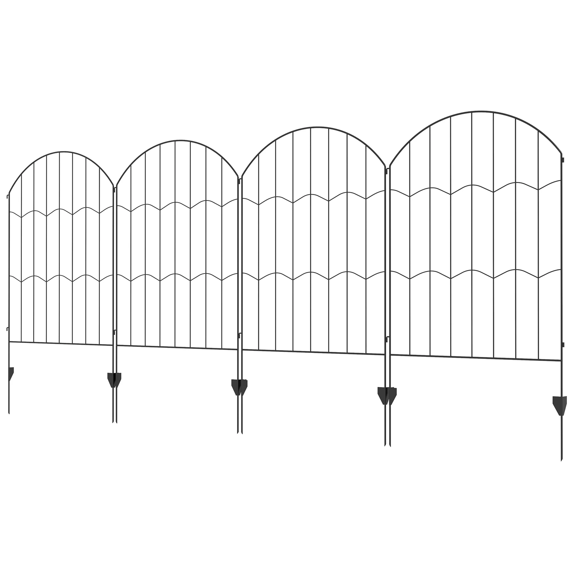 4 Pack Steel Fence Panels, 11.4' L x 43" H, Border Flower Edging for Yard, Wave - Image 12