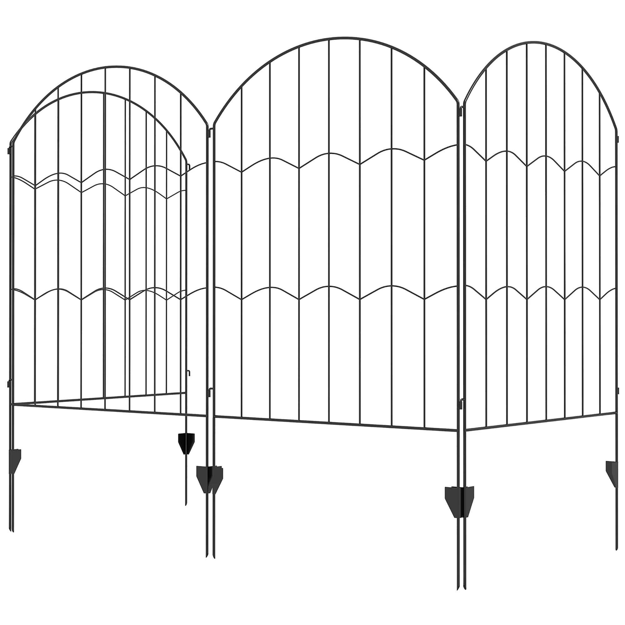 4 Pack Steel Fence Panels, 11.4' L x 43" H, Border Flower Edging for Yard, Wave - Image 2