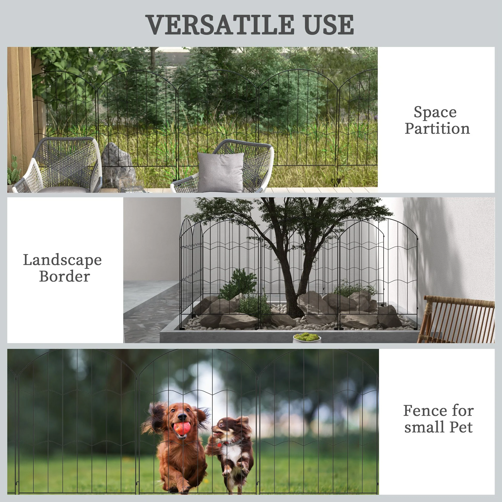4 Pack Steel Fence Panels, 11.4' L x 43" H, Border Flower Edging for Yard, Wave - Image 8