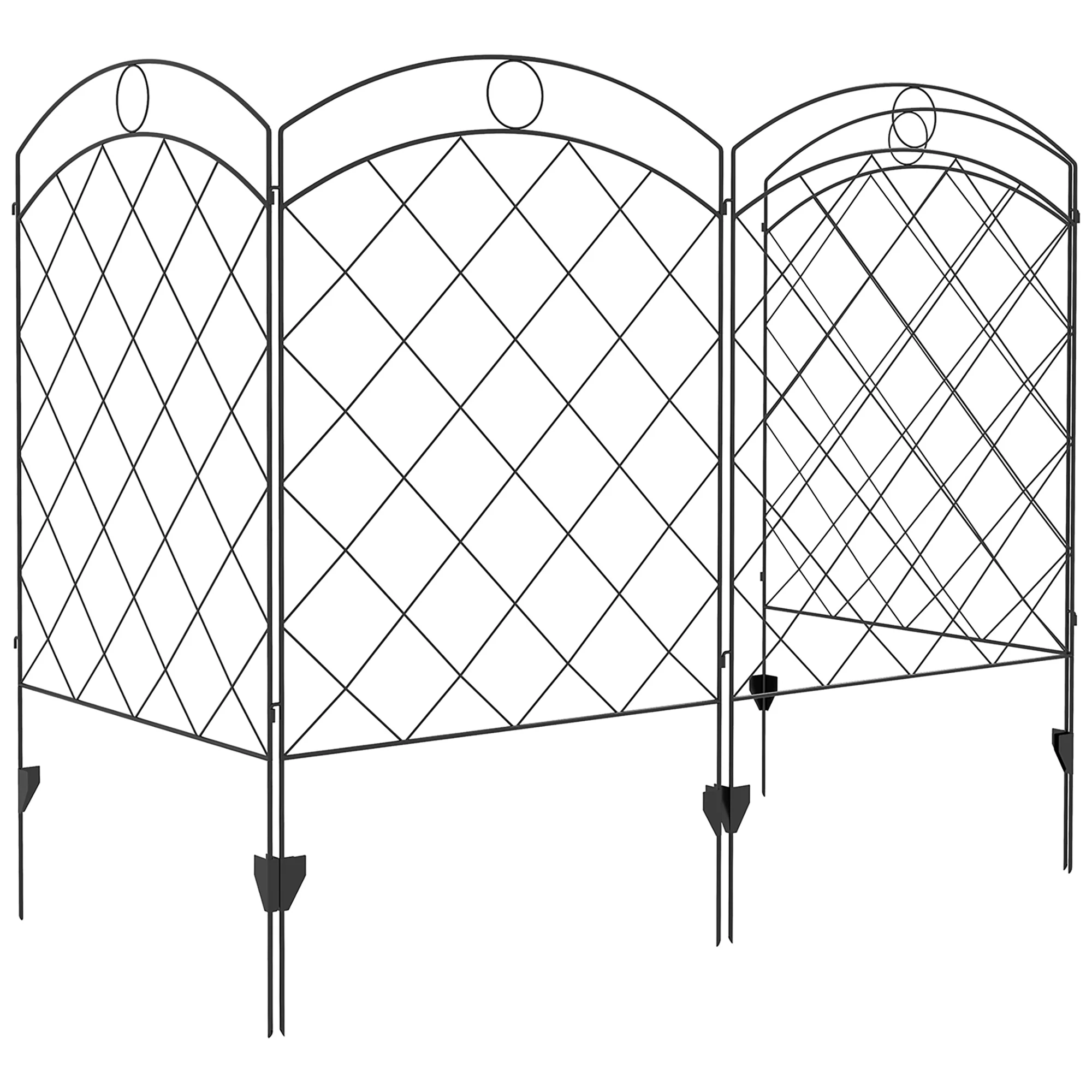 4 Pack Steel Fence Panels, 11.4' L x 43" H, Border Flower Edging for Yard, Curved Rings - Image 2