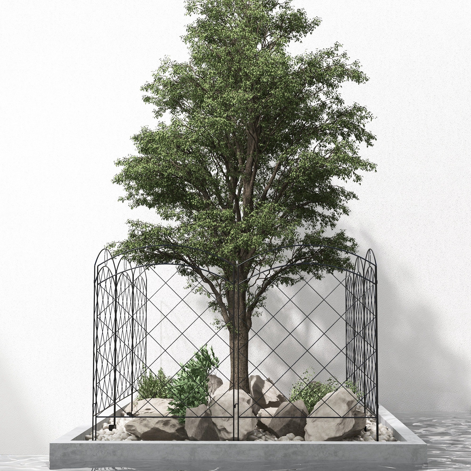 4 Pack Steel Fence Panels, 11.4' L x 43" H, Border Flower Edging for Yard, Curved Rings - Image 9