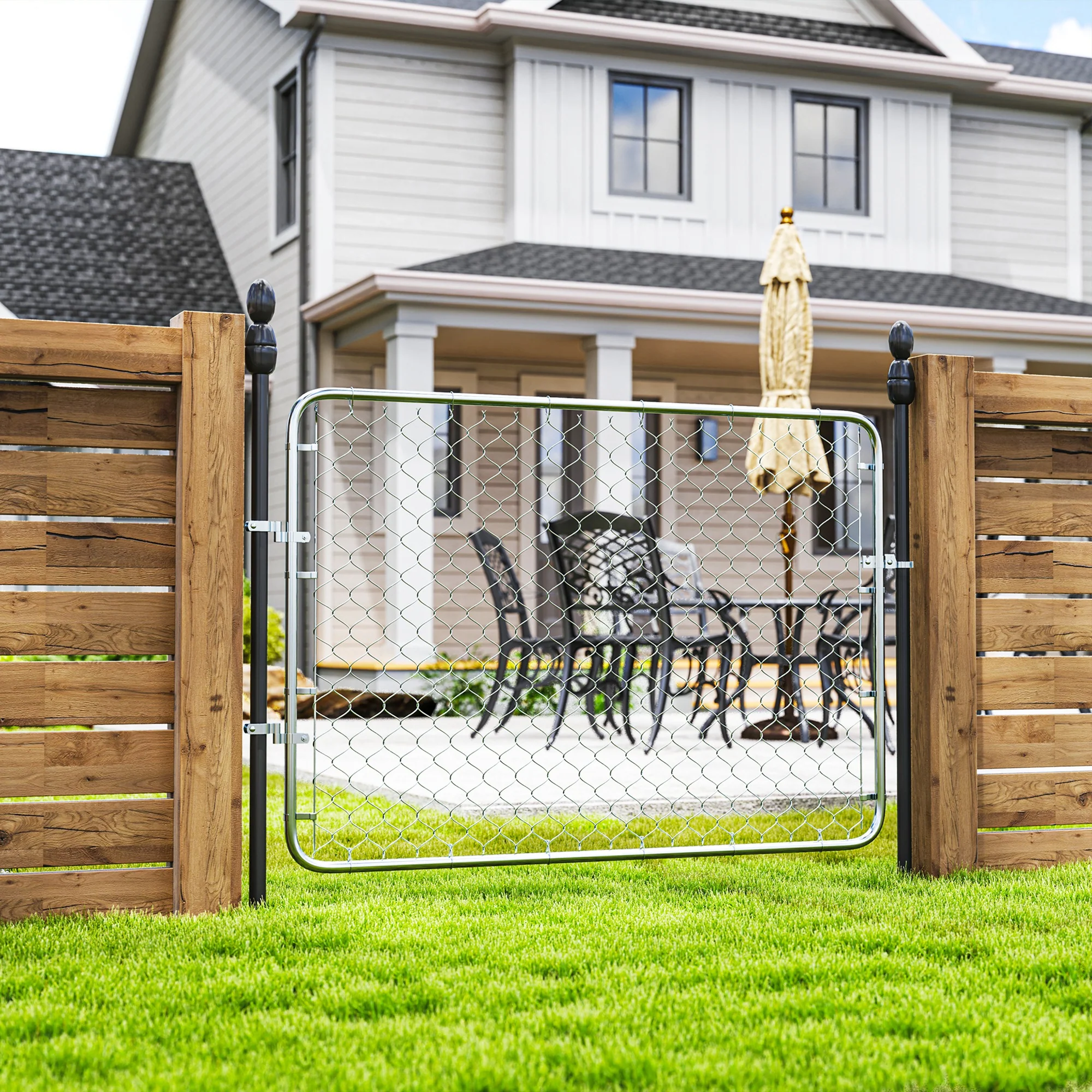 26-71 in. W x 4 ft. H Chain Link Fence Gate, Silver - Image 4