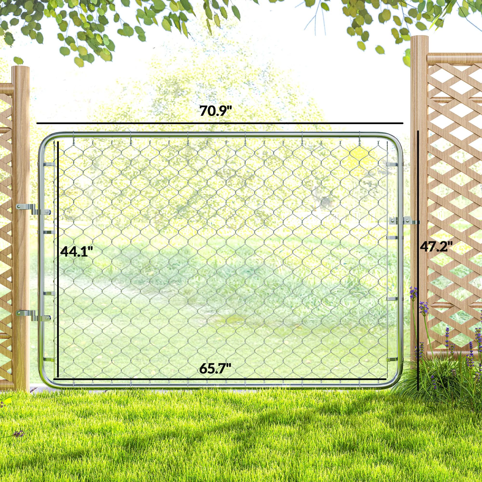 26-71 in. W x 4 ft. H Chain Link Fence Gate, Silver - Image 5
