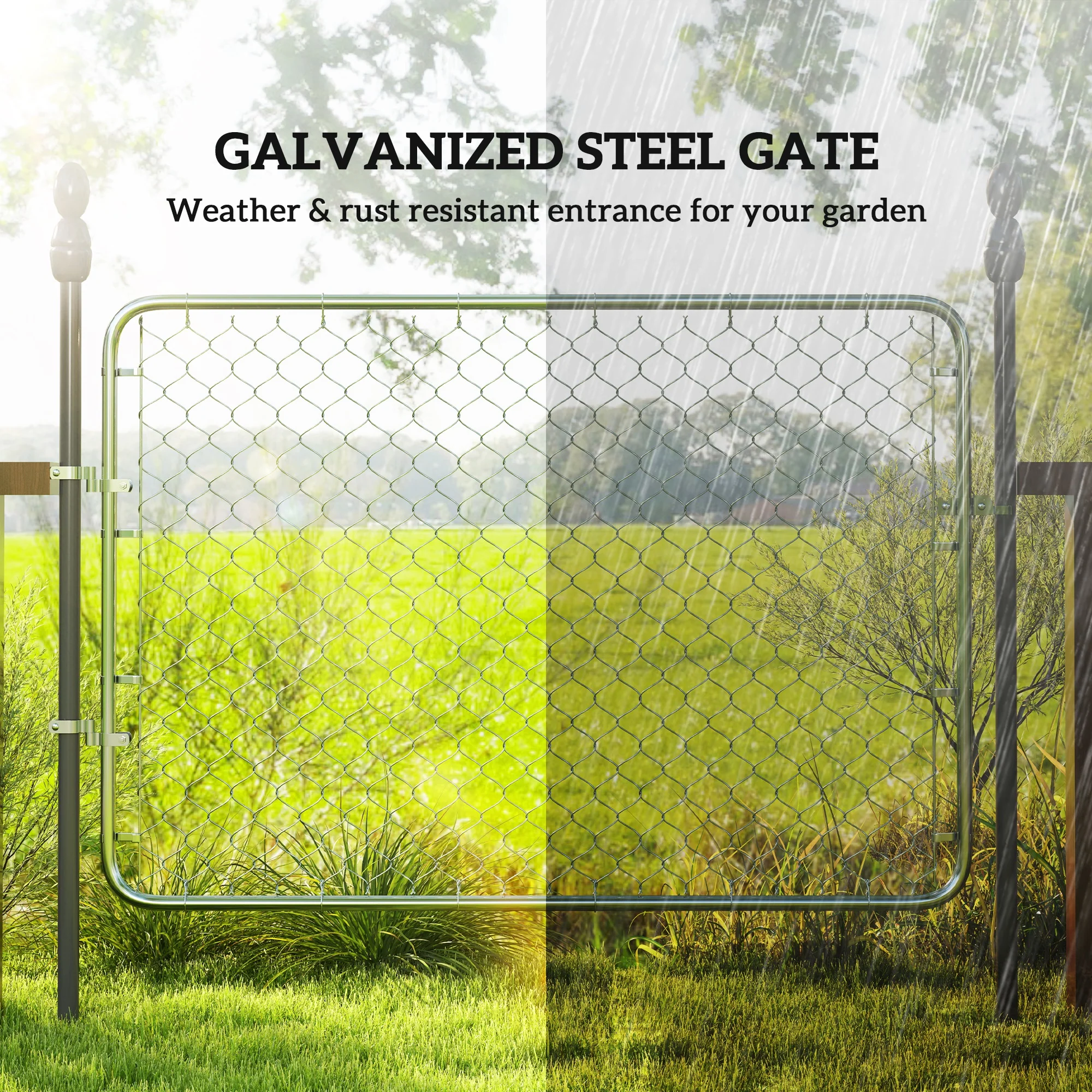26-71 in. W x 4 ft. H Chain Link Fence Gate, Silver - Image 6