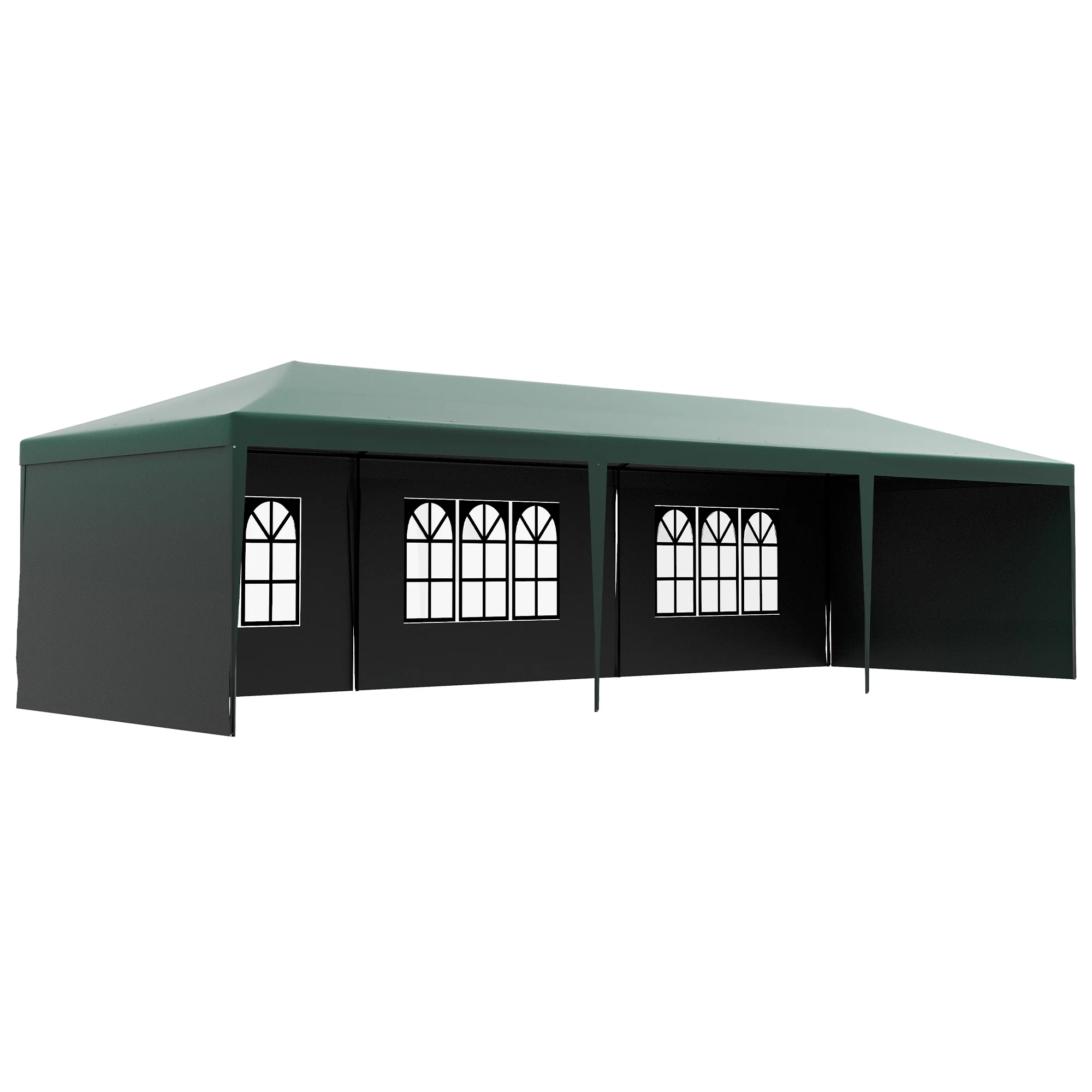 9 x 3 m Patio Gazebo Canopy Tent with Removable Walls, for Outdoor Party Wedding, Green