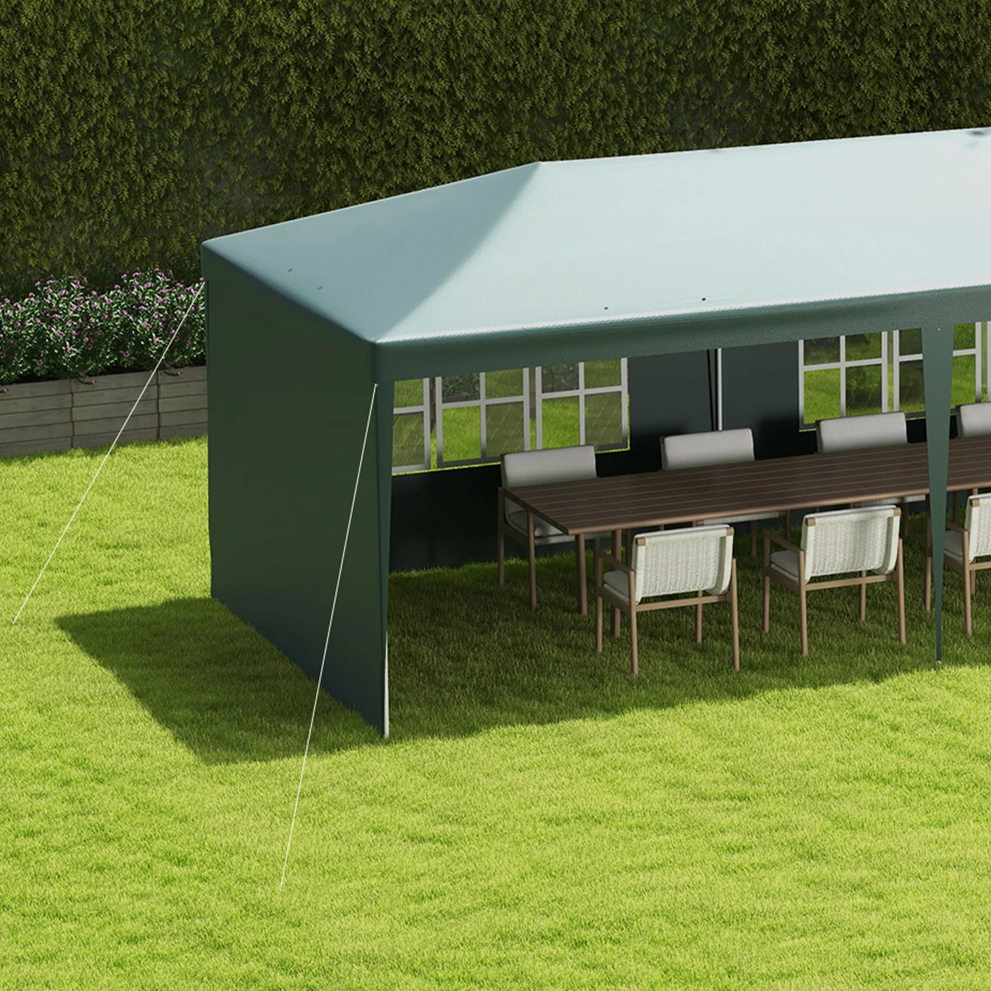 9 x 3 m Patio Gazebo Canopy Tent with Removable Walls, for Outdoor Party Wedding, Green - Image 10