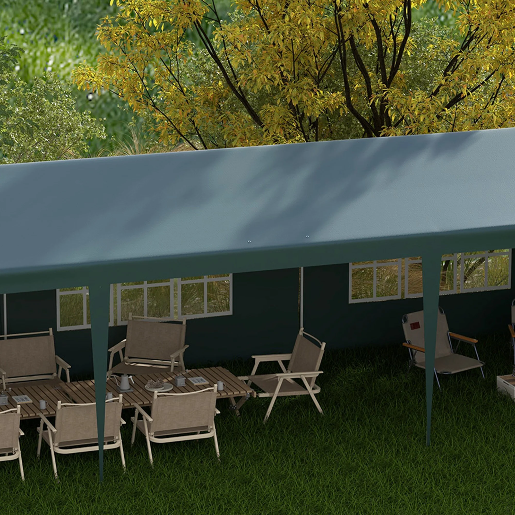 9 x 3 m Patio Gazebo Canopy Tent with Removable Walls, for Outdoor Party Wedding, Green - Image 11