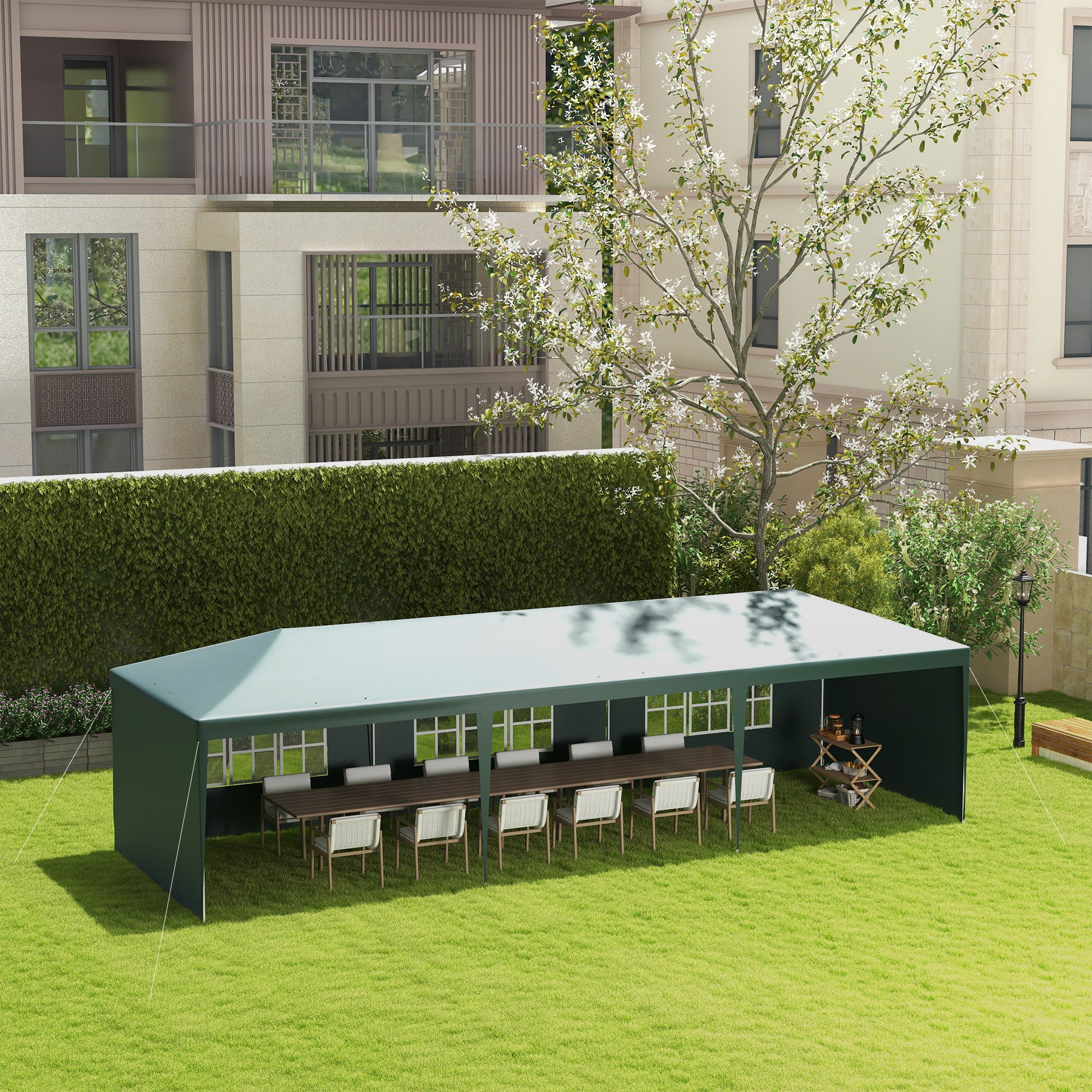 9 x 3 m Patio Gazebo Canopy Tent with Removable Walls, for Outdoor Party Wedding, Green - Image 4