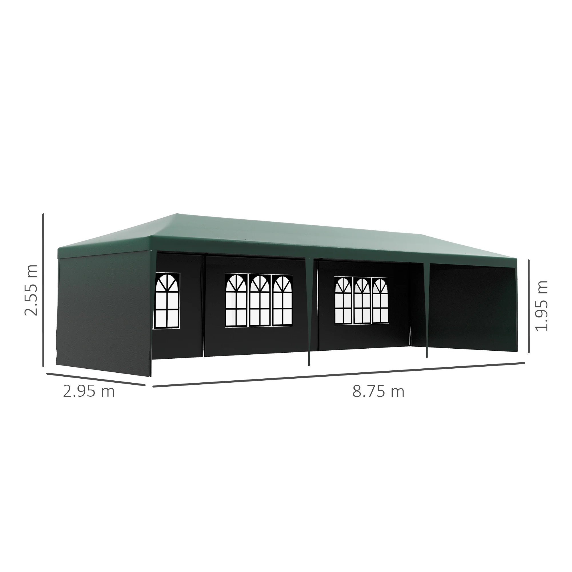 9 x 3 m Patio Gazebo Canopy Tent with Removable Walls, for Outdoor Party Wedding, Green - Image 5