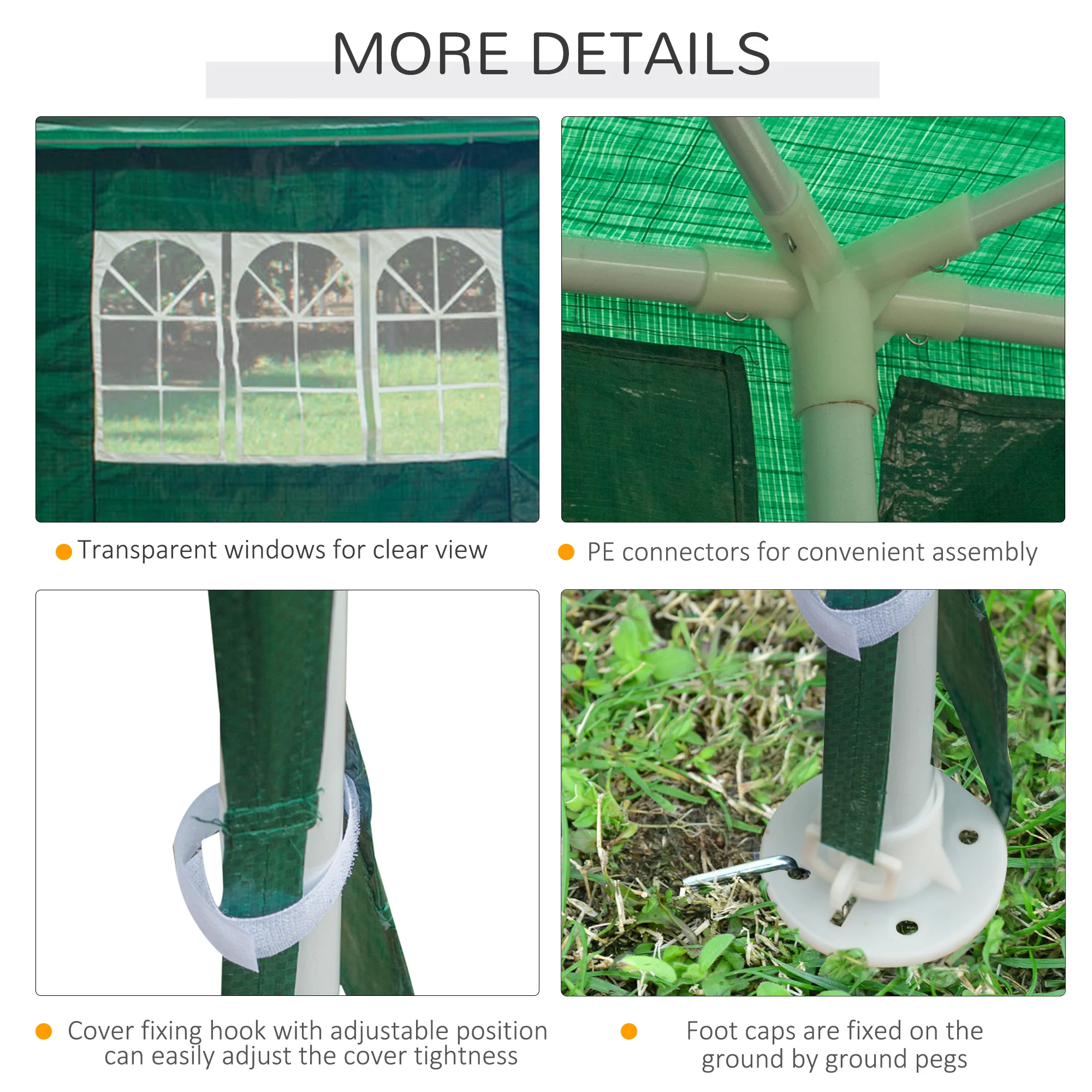 9 x 3 m Patio Gazebo Canopy Tent with Removable Walls, for Outdoor Party Wedding, Green - Image 7