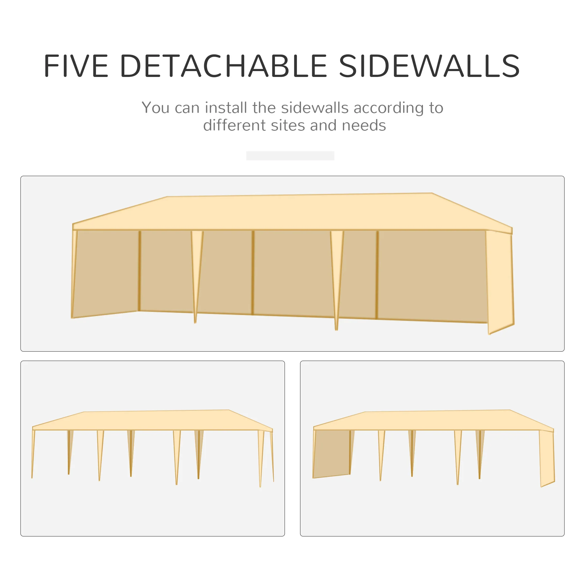 9 x 3 m Patio Gazebo Canopy Tent with Removable Walls, for Outdoor Party Wedding, Green - Image 8