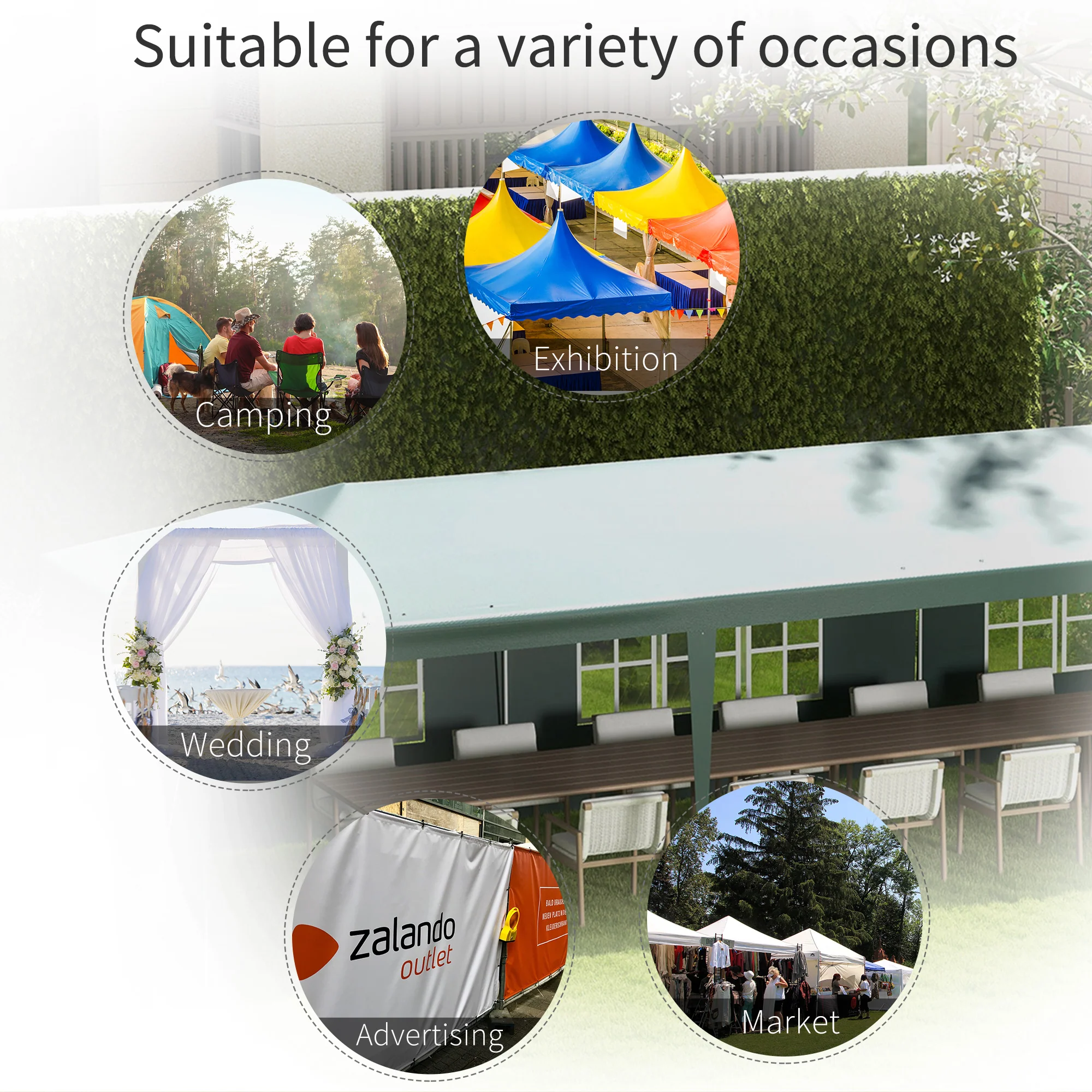 9 x 3 m Patio Gazebo Canopy Tent with Removable Walls, for Outdoor Party Wedding, Green - Image 9