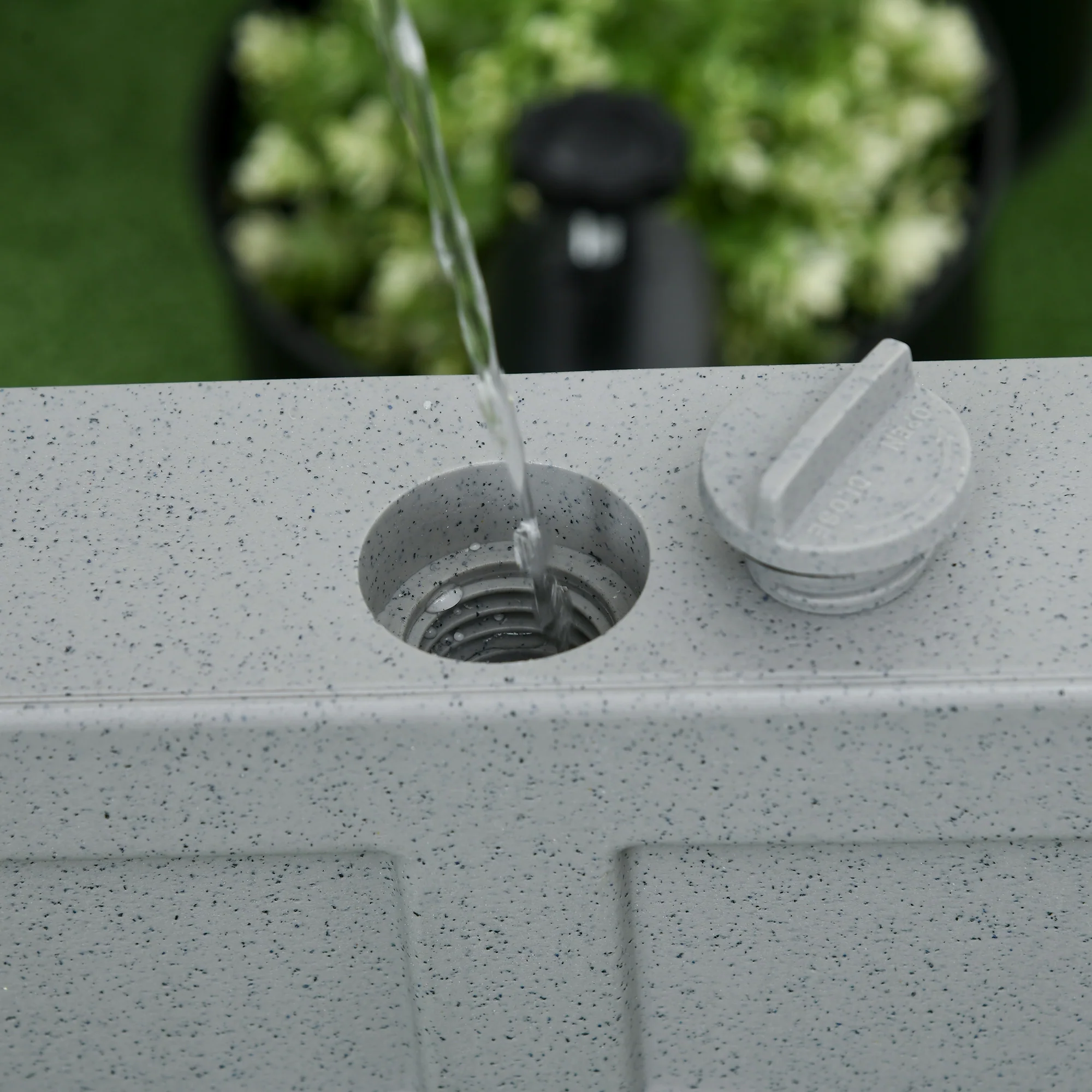 Garden Parasol Base Holder with Wheels & Brakes, 24kg Water or 30kg Sand Filled, Grey - Image 10