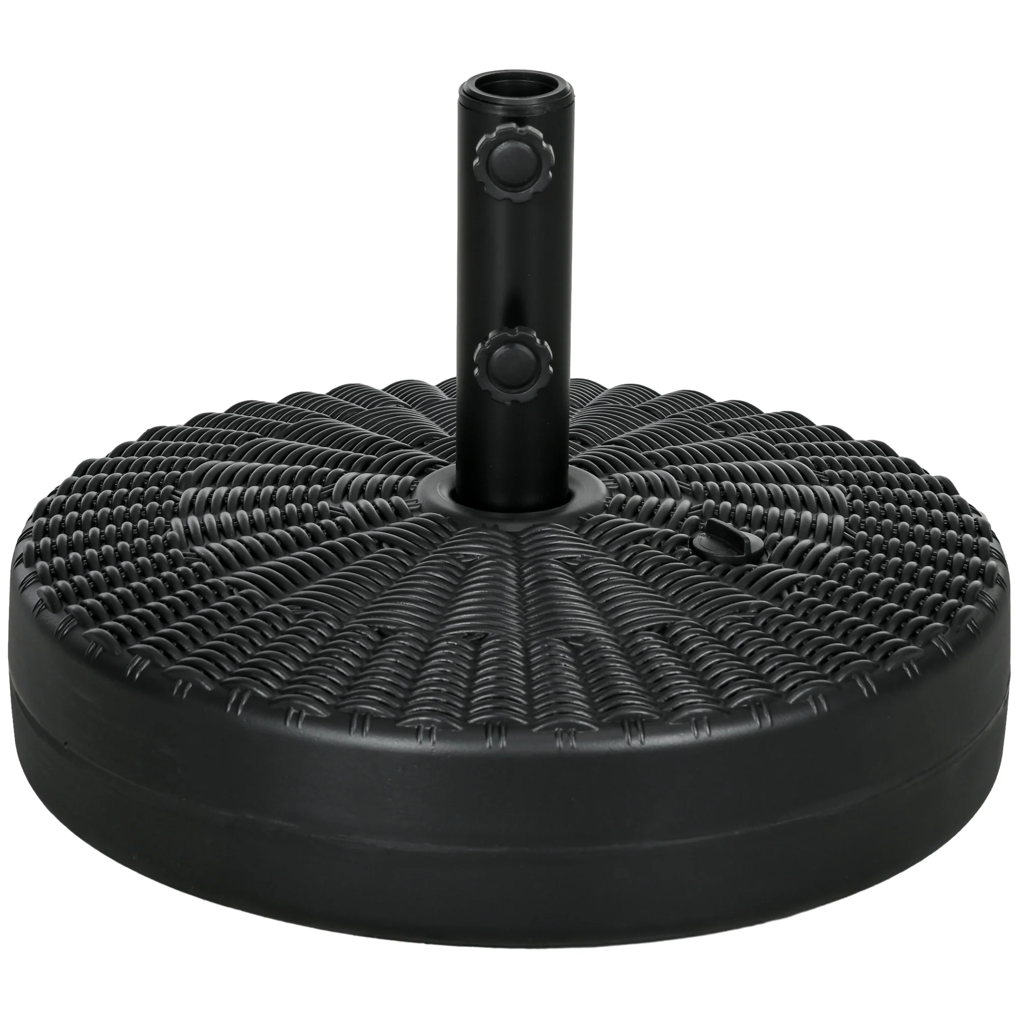 Rattan Effect Garden Parasol Base, 22kg Water or 29kg Sand Filled, for 38, 48mm Poles, Black - Image 12