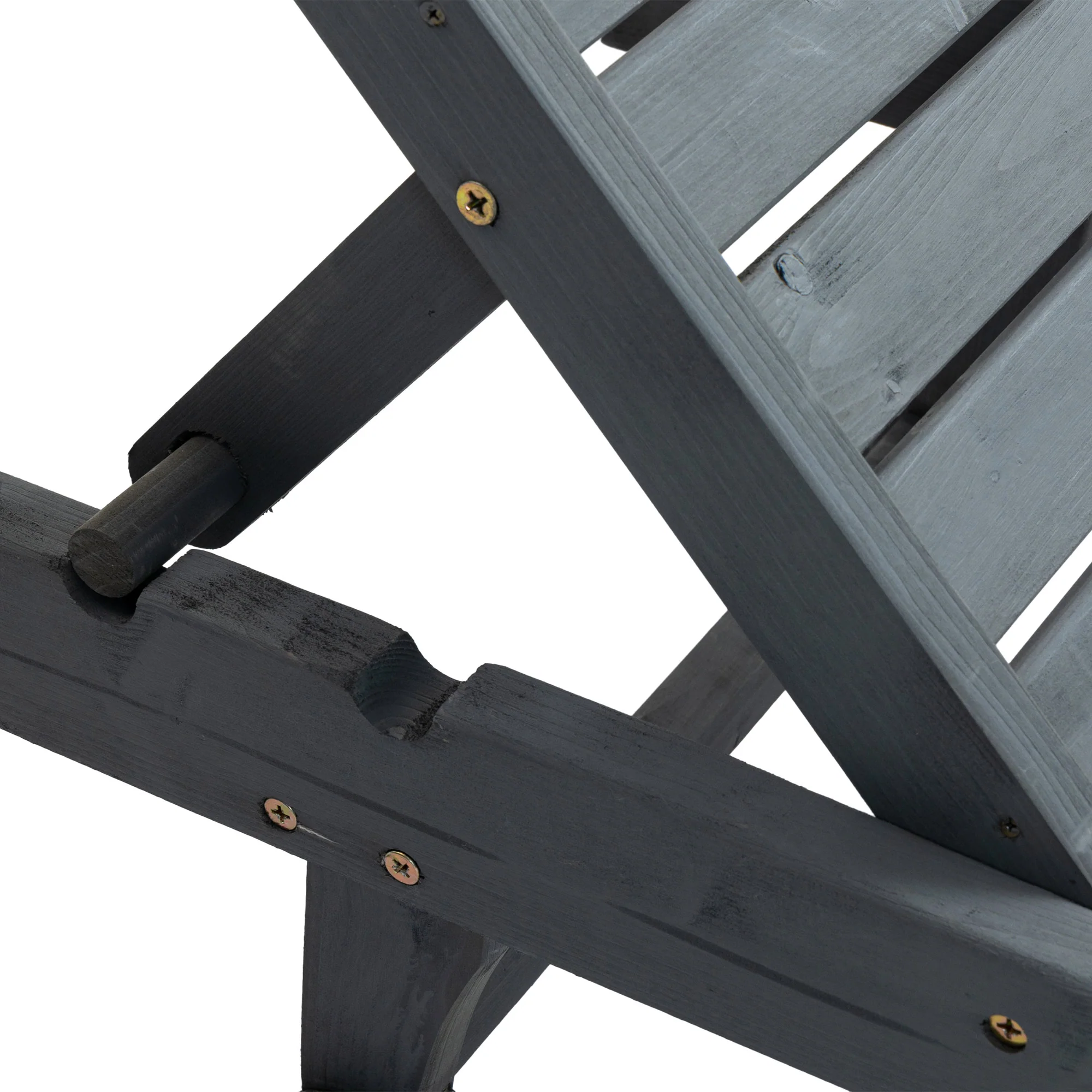 Wooden Garden Sun Lounger with Built-In Table, Reclining Backrest & Rolling Wheels, Grey - Image 10