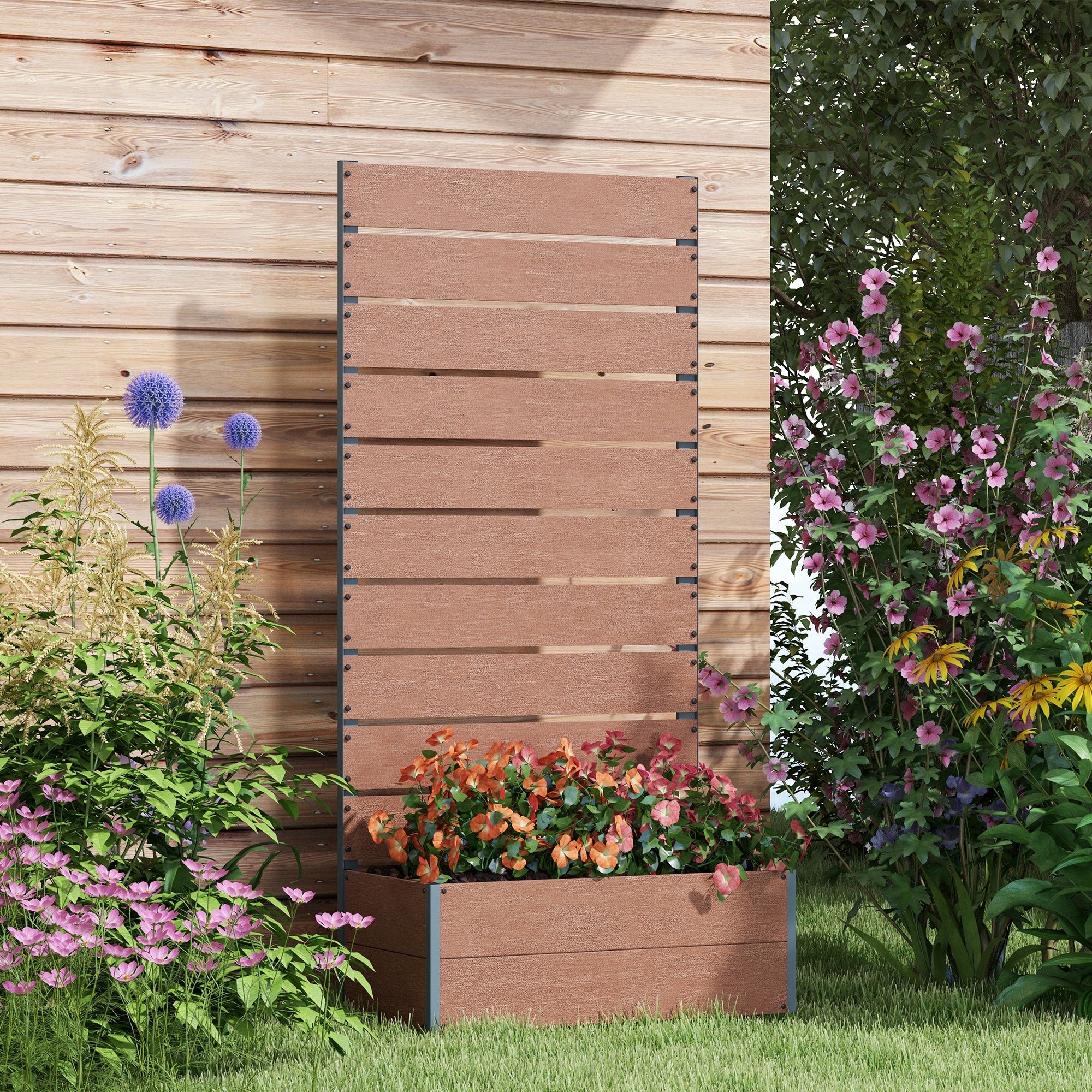 Garden Planter with Trellis for Climbing Plants, Vines, Flowers, 72x38x150cm, Light Brown - Image 3
