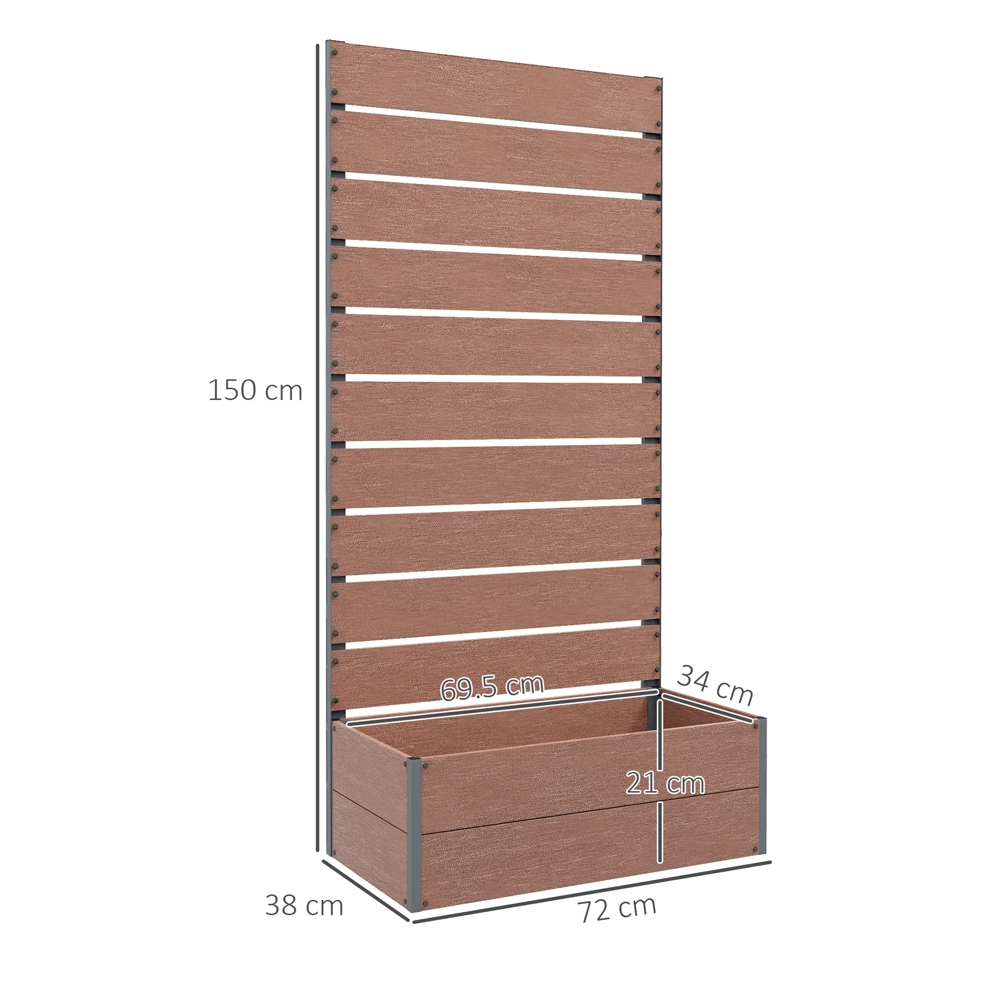 Garden Planter with Trellis for Climbing Plants, Vines, Flowers, 72x38x150cm, Light Brown - Image 5