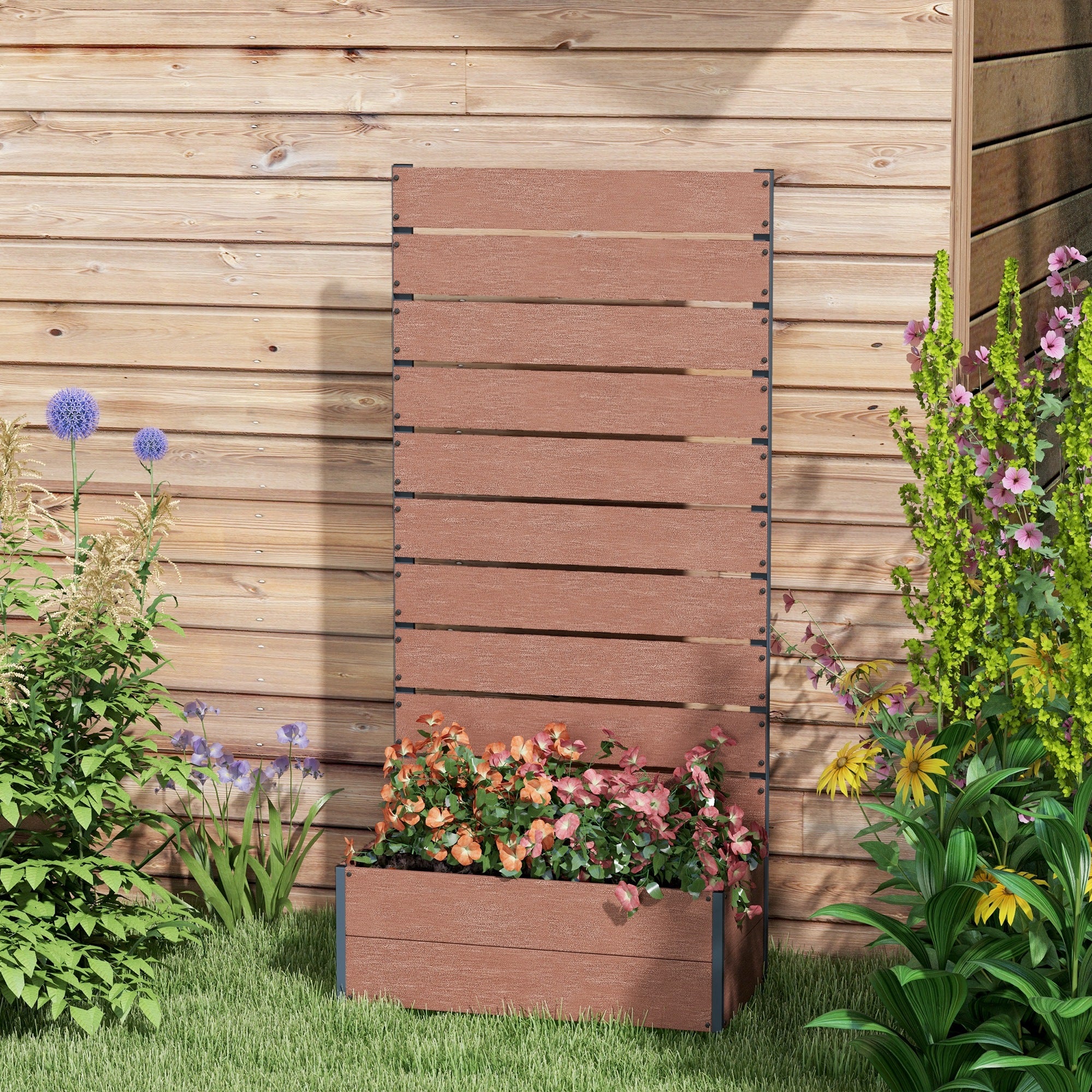Garden Planter with Trellis for Climbing Plants, Vines, Flowers, 72x38x150cm, Light Brown - Image 9