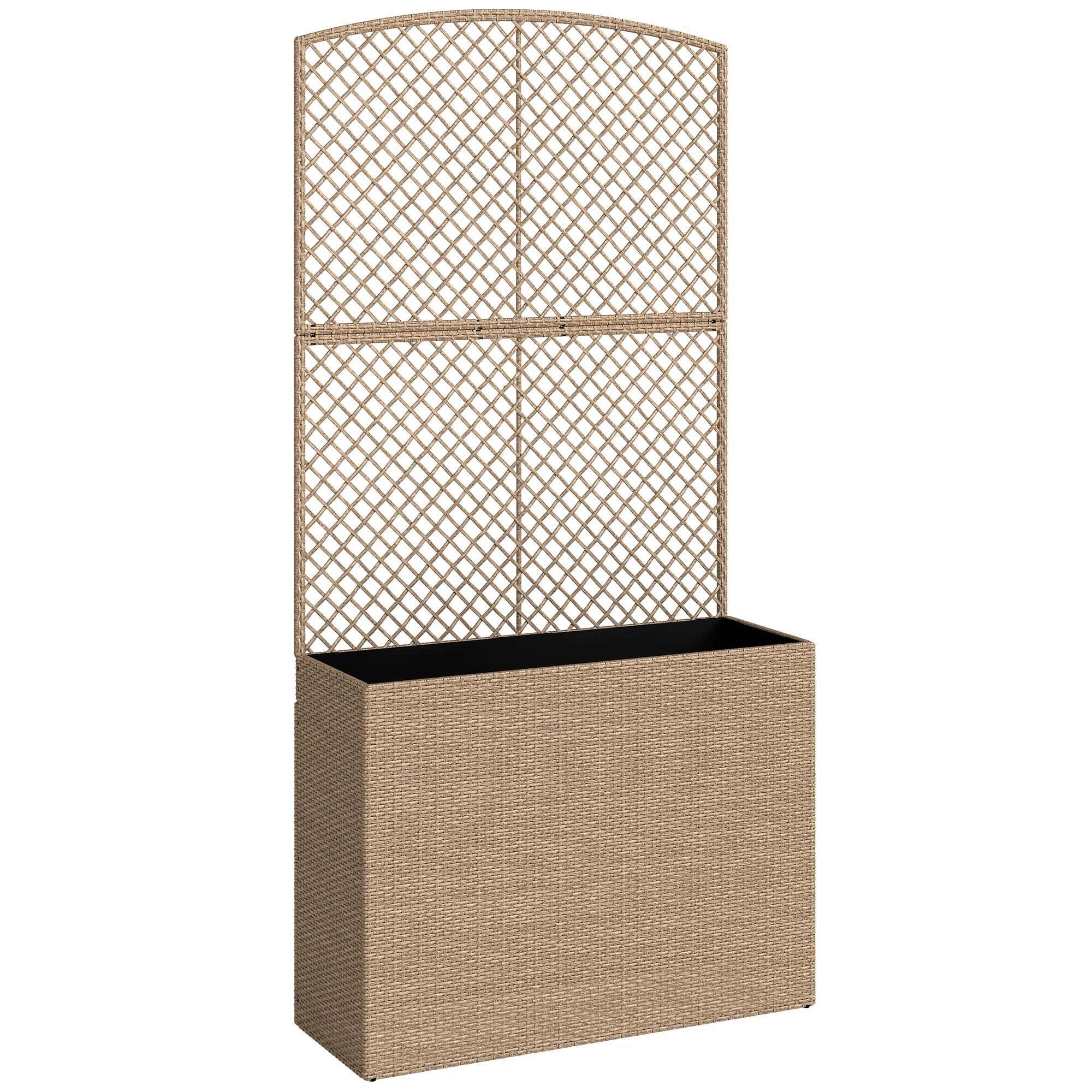 80 x 30 x 163 cm Rattan Raised Planter Box with Trellis and Liner, Light Grey - Image 12