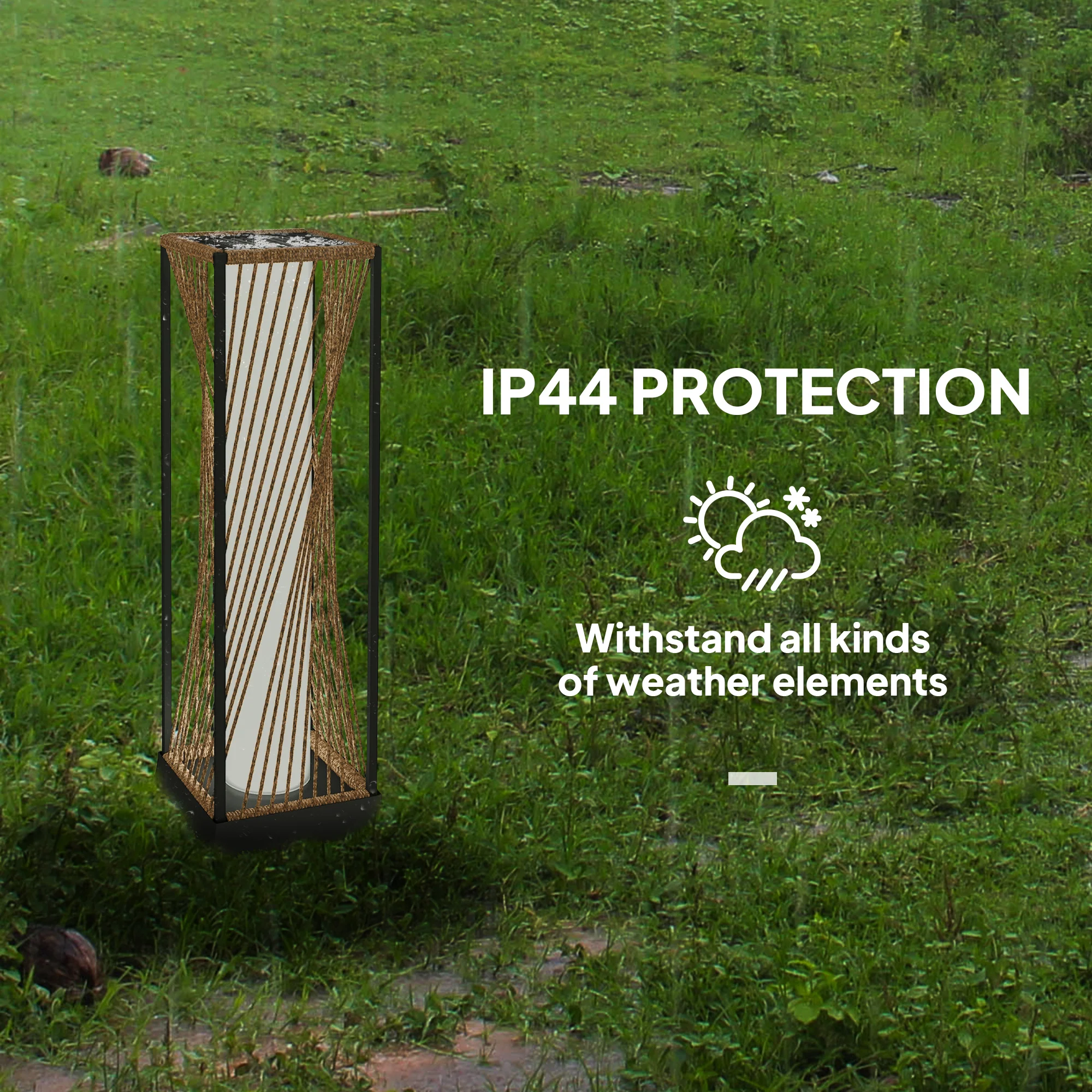 77 cm Solar Rattan Floor Lamp with Auto On/Off LED, Sand Brown - Image 9