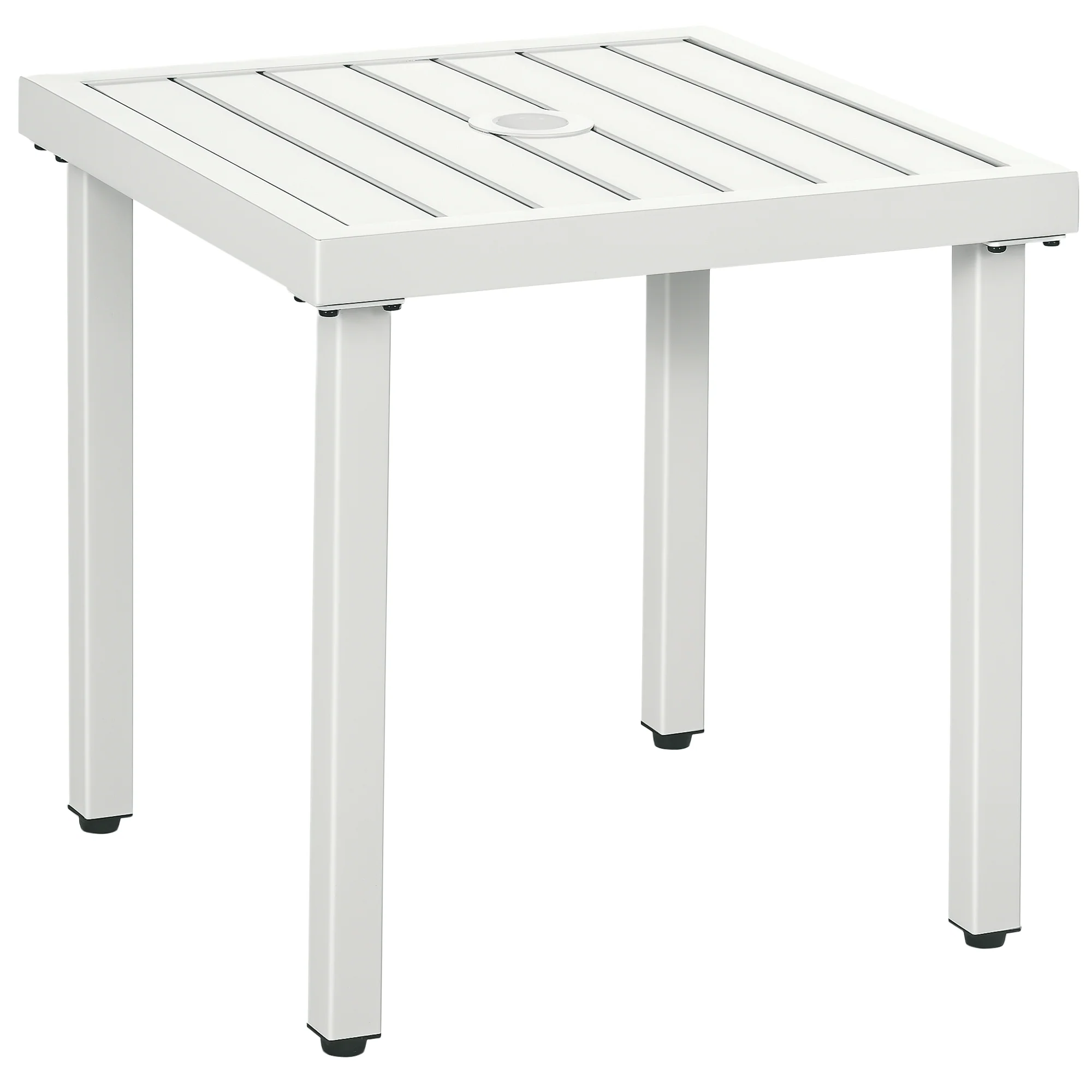 51 x 51 cm Garden Side Table with Umbrella Hole, White