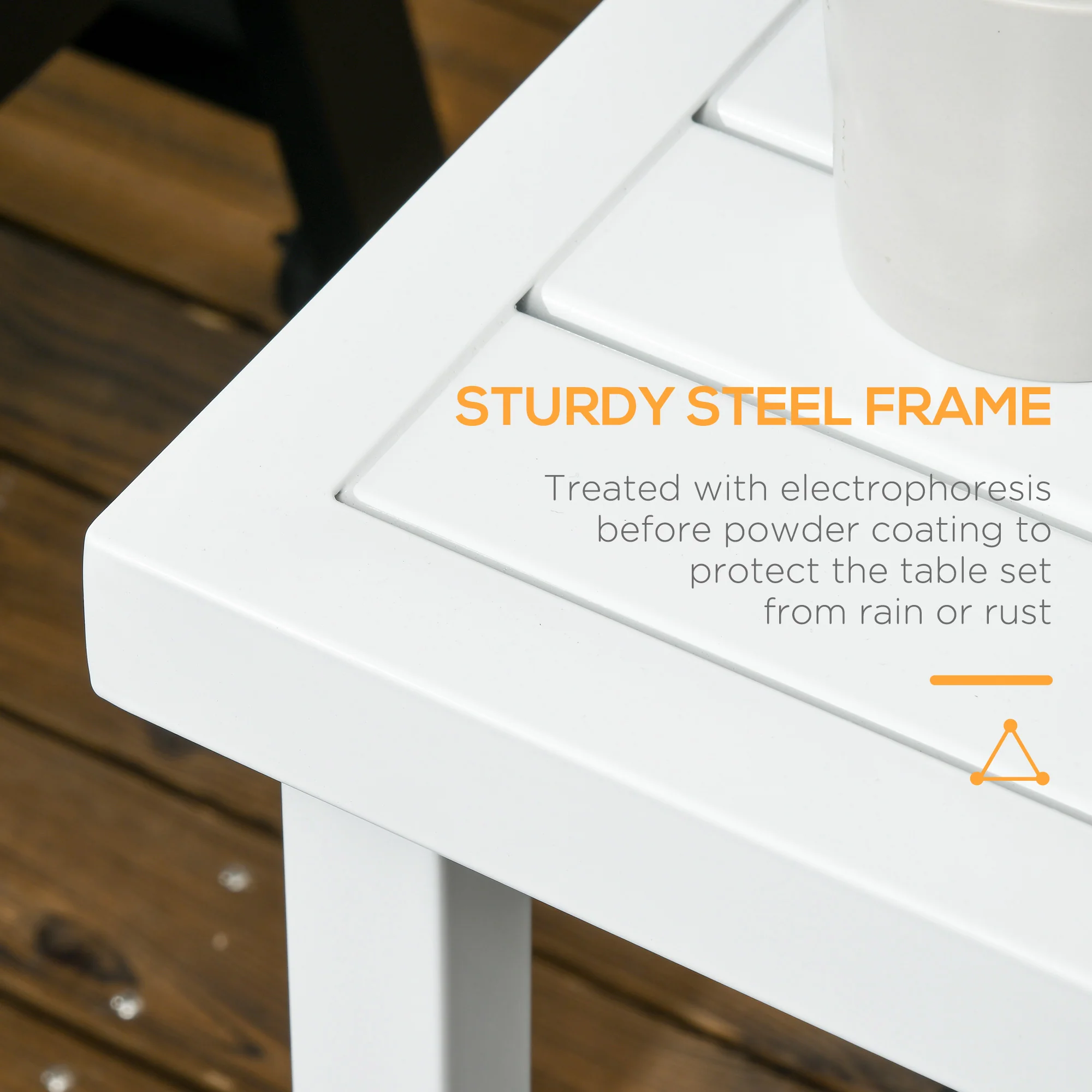 51 x 51 cm Garden Side Table with Umbrella Hole, White - Image 7
