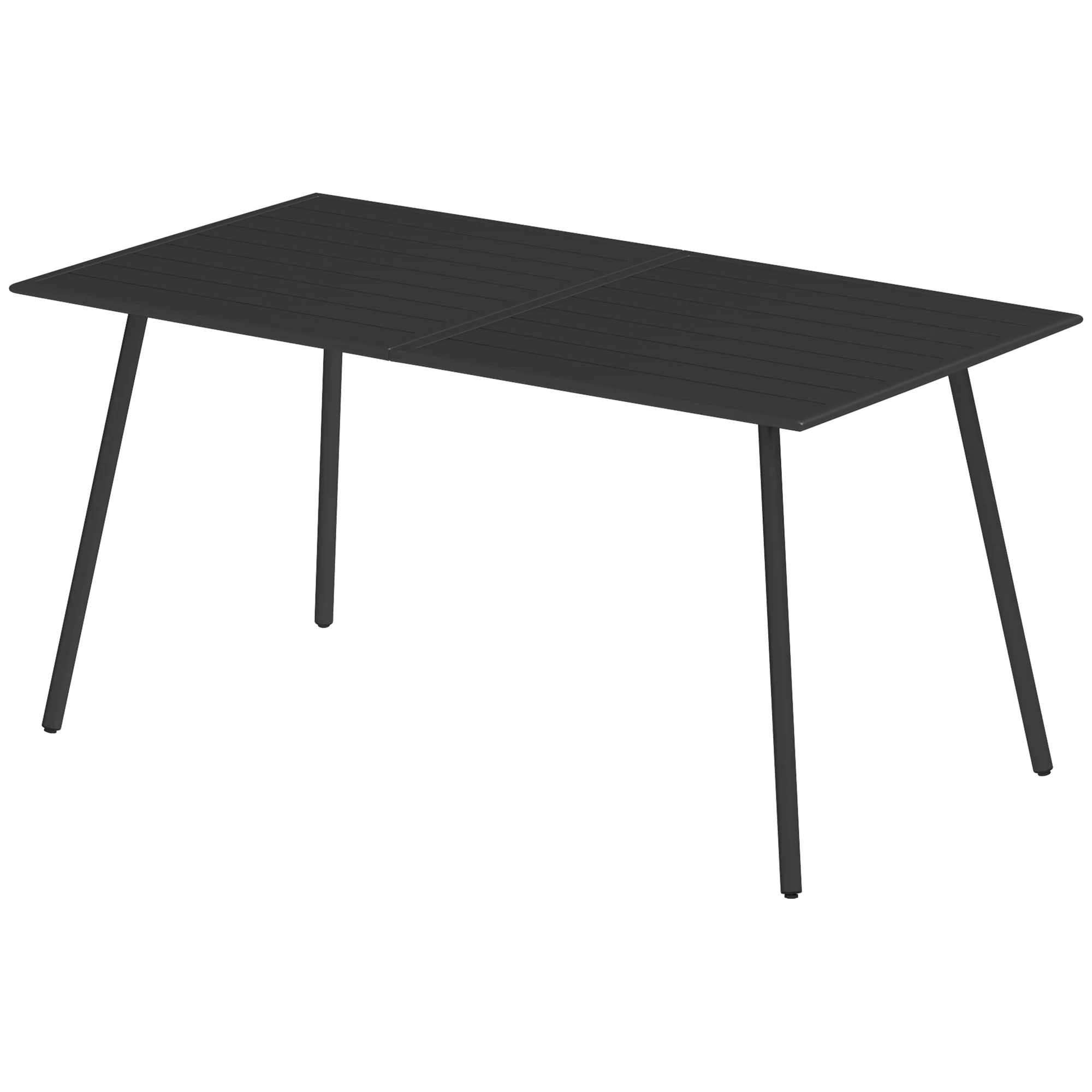 Garden Table for 6 Person, Rectangle Outdoor Table with Easy Clean Slat Top, Rust Resistant Steel Frame, for Deck, Balcony, 150 x 80 x 74 cm, Black - Image 2