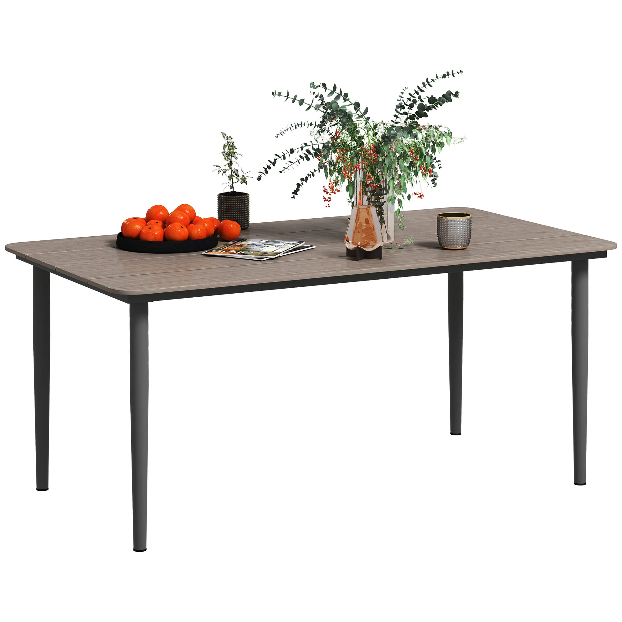 160 x 90 x 74 cm Garden Dining Table for 6 with WPC Top, Dark Grey